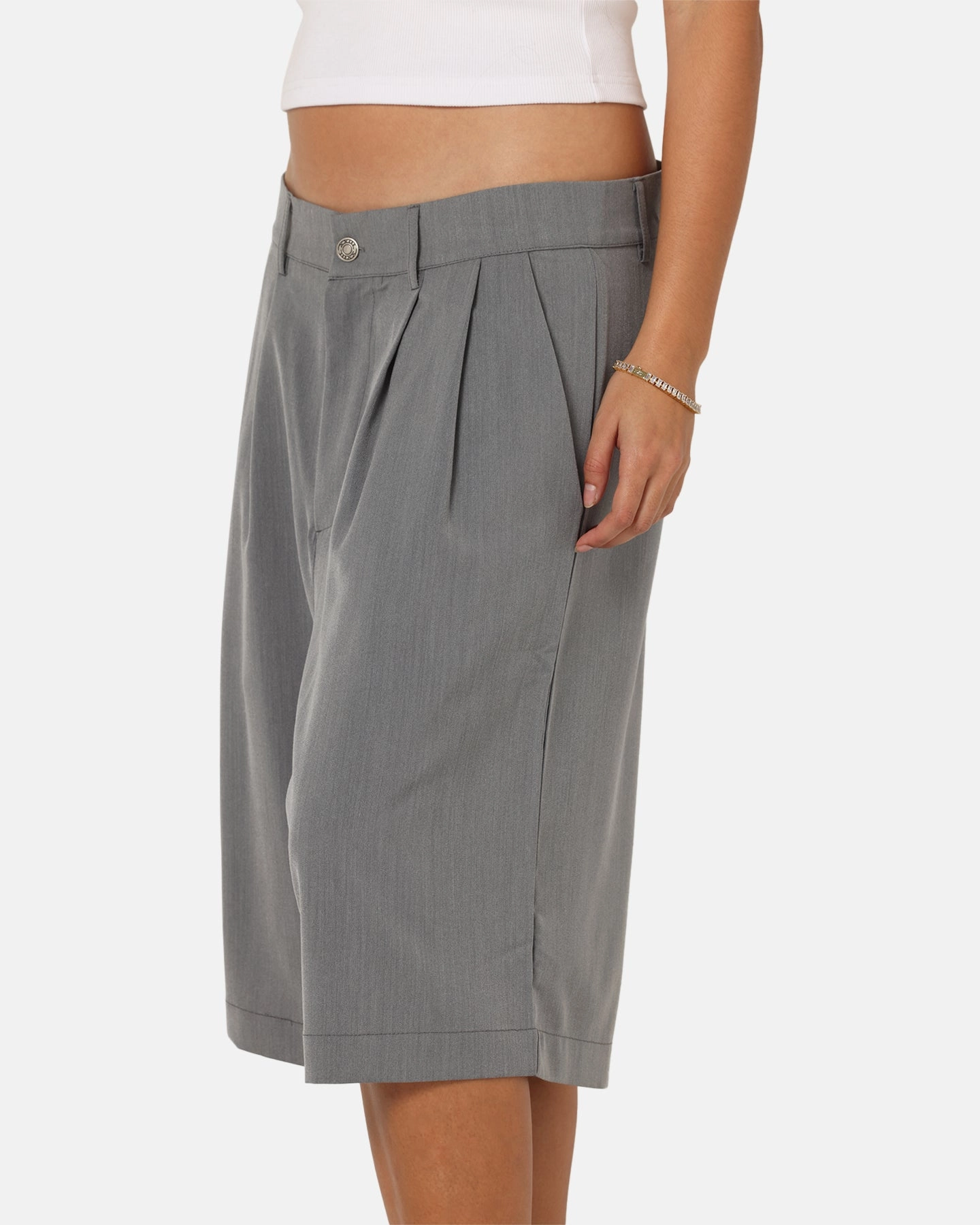 XXIII Baggy Pleated Shorts Grey Water Resistant