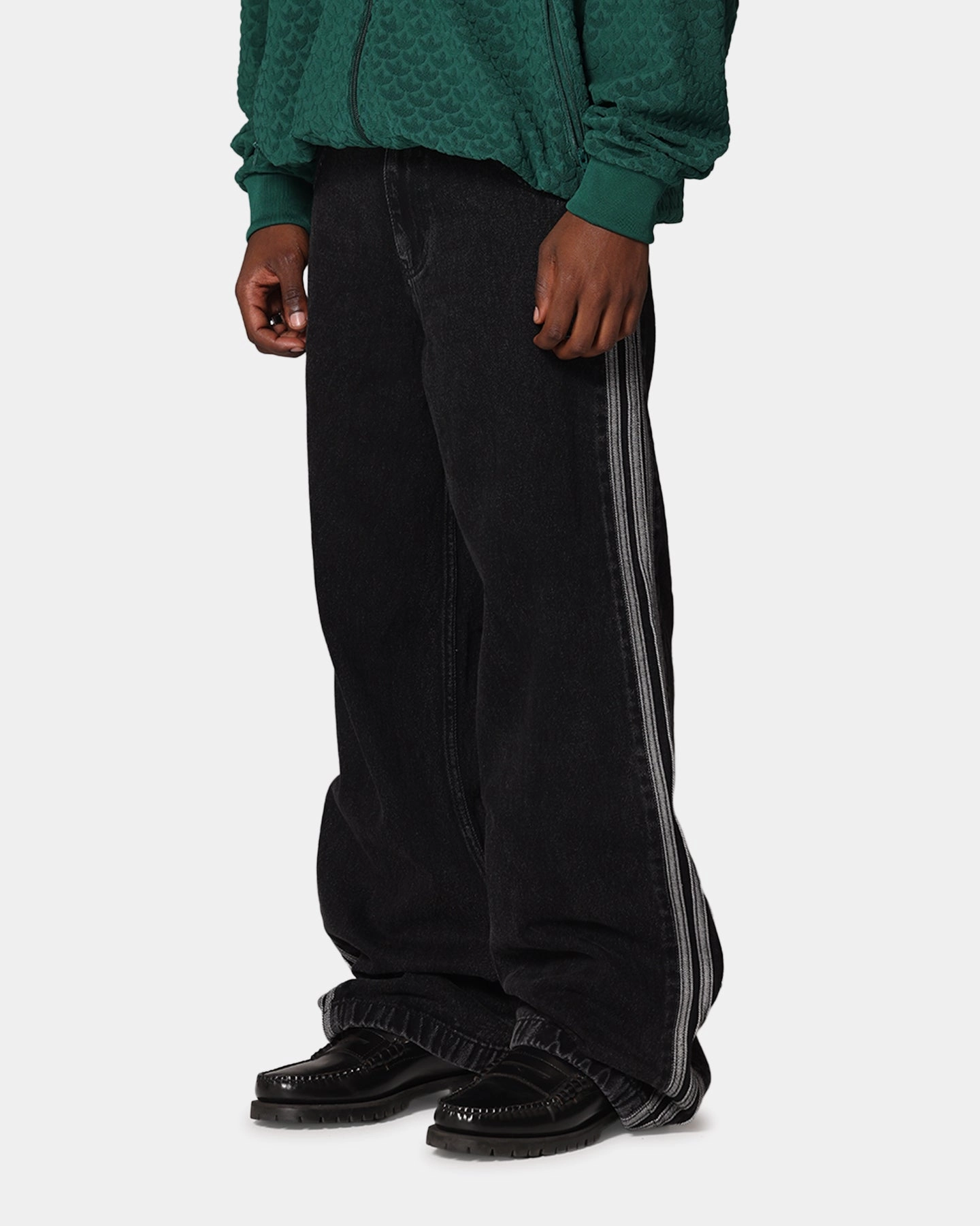 Adidas Adicolor Denim Firebird Pants True Black Hidden Zip Pockets