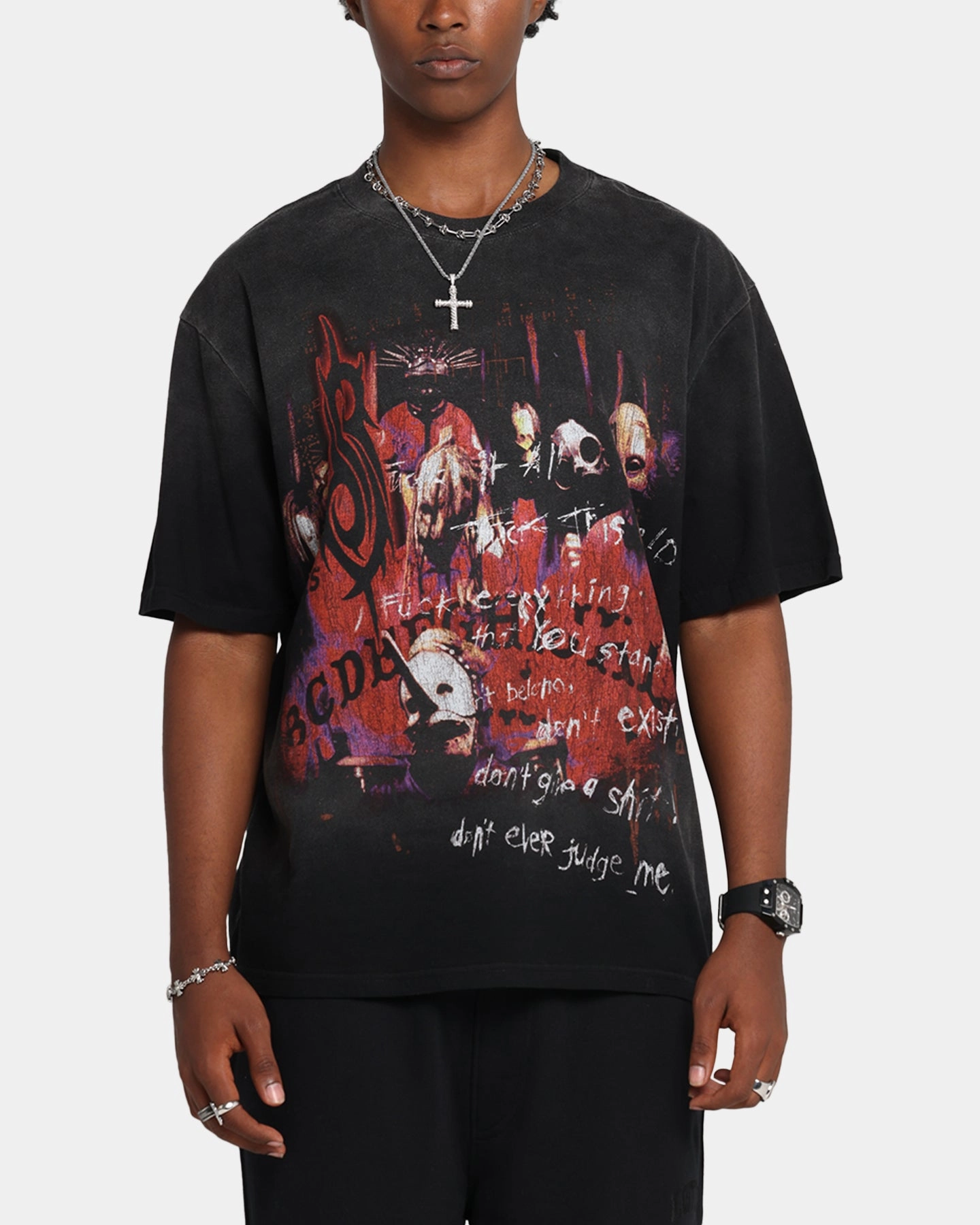 Slipknot Slipknot Blacked Out T-Shirt Washed Black City Fashion Look Autumn coziness