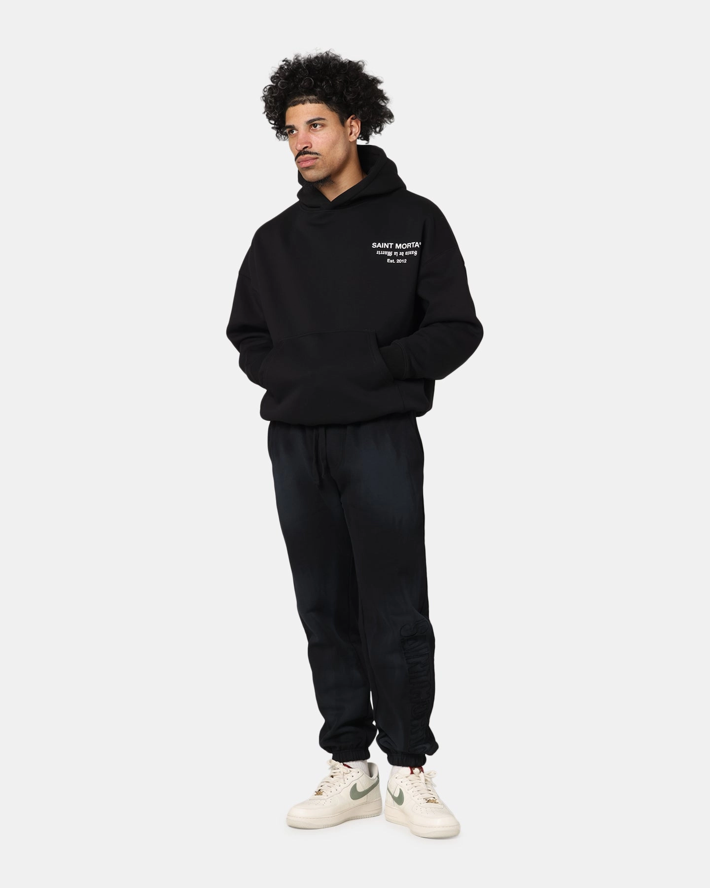 Saint Morta Muerte Boxy Hoodie Black Easy to disassemble Anti Pilling Treatment