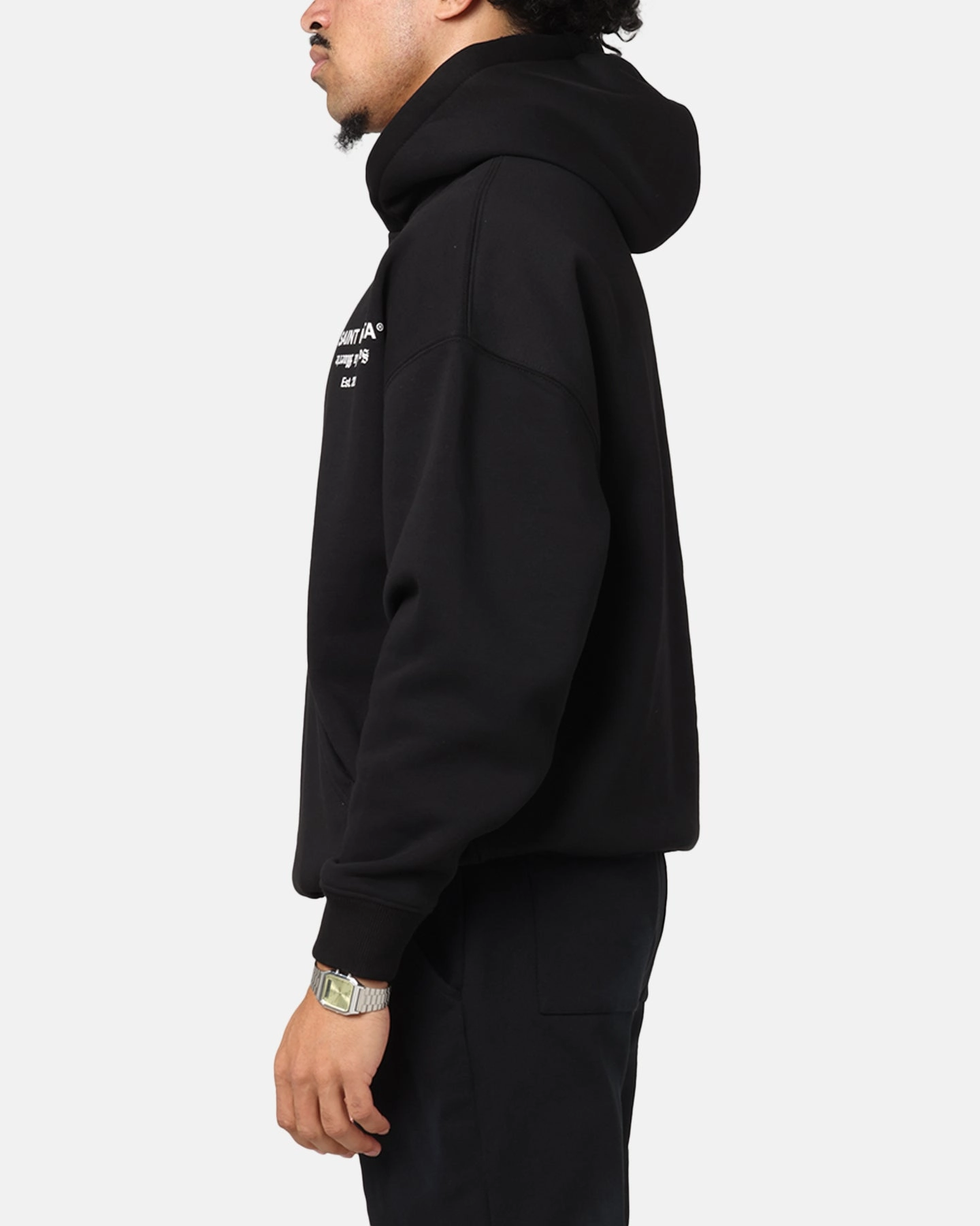 Saint Morta Muerte Boxy Hoodie Black Anti Chafing Design corporate users