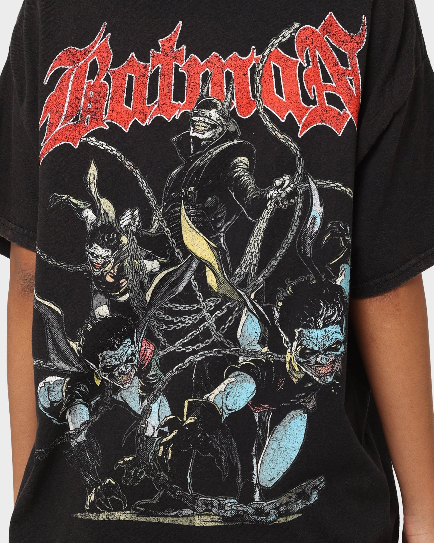 Goat Crew X DC Batman Who Laughs Vintage T-Shirt Black Wash Abstract print Bright Color