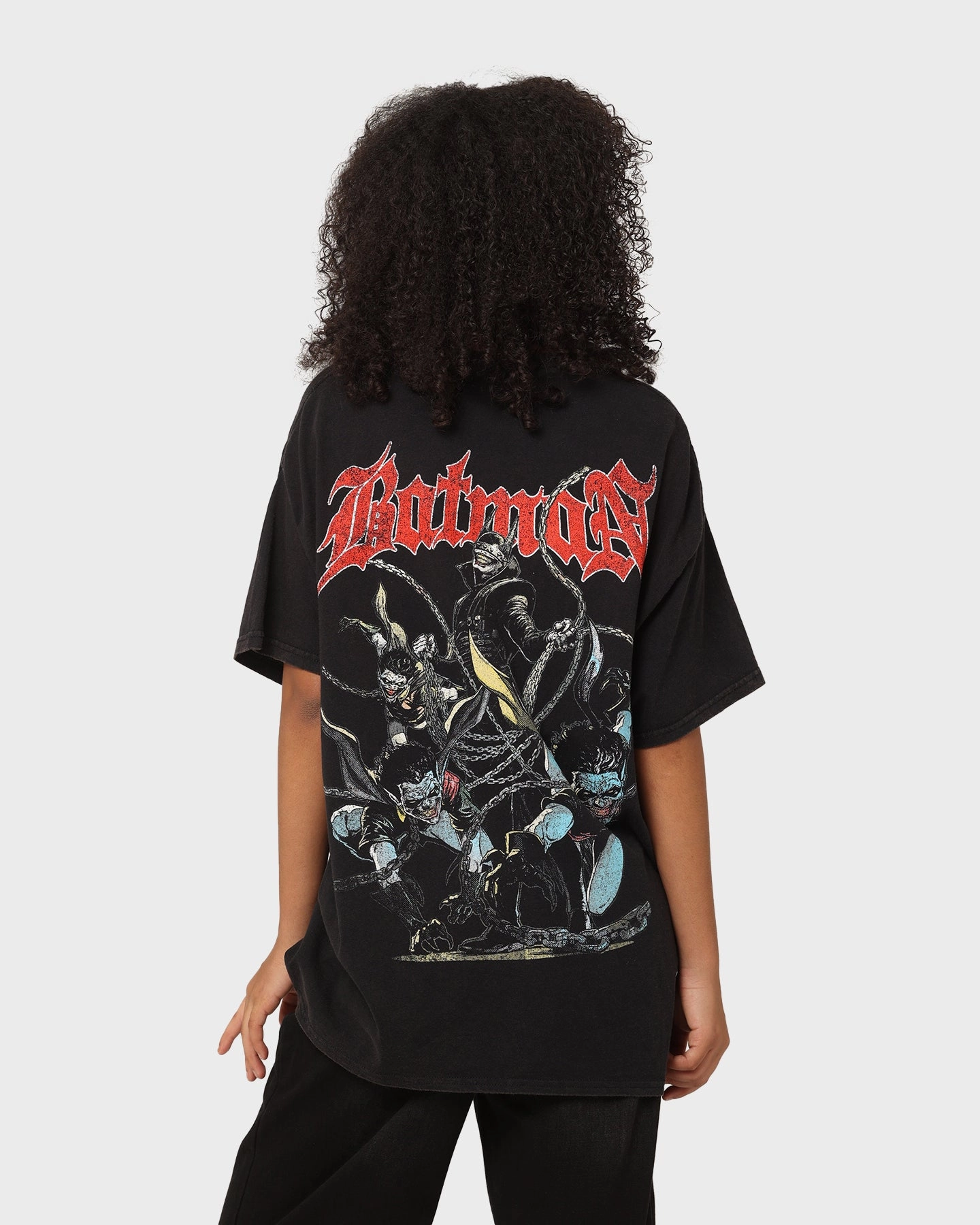 Goat Crew X DC Batman Who Laughs Vintage T-Shirt Black Wash Cool and Relaxed teenagers'