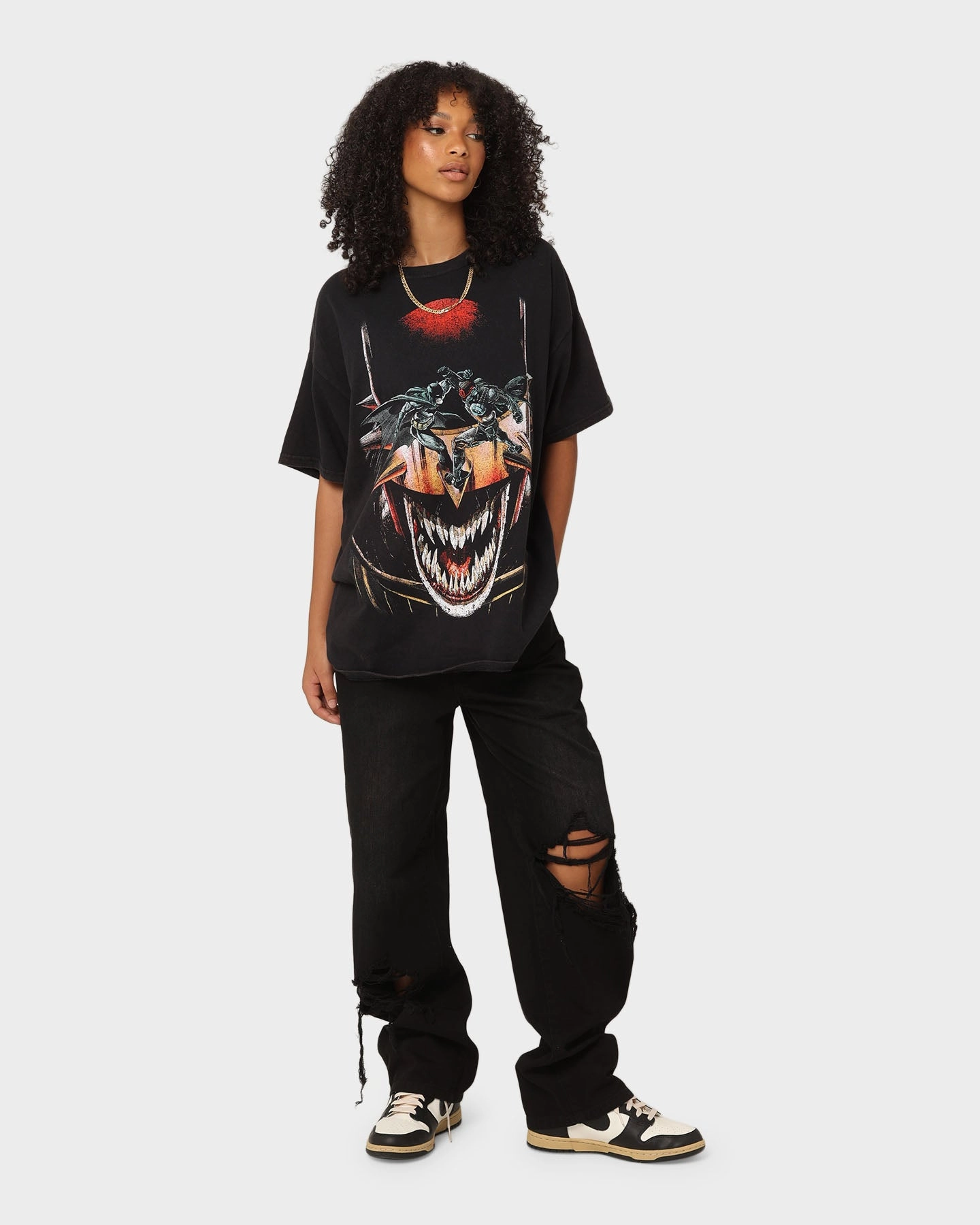 Goat Crew X DC Batman Who Laughs Vintage T-Shirt Black Wash Easy Wear Option Fashionable Fit