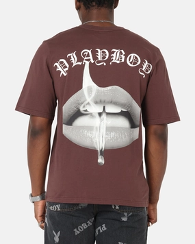 Cashmere combination Playboy Gothic Mono Lips T-Shirt Washed Brown