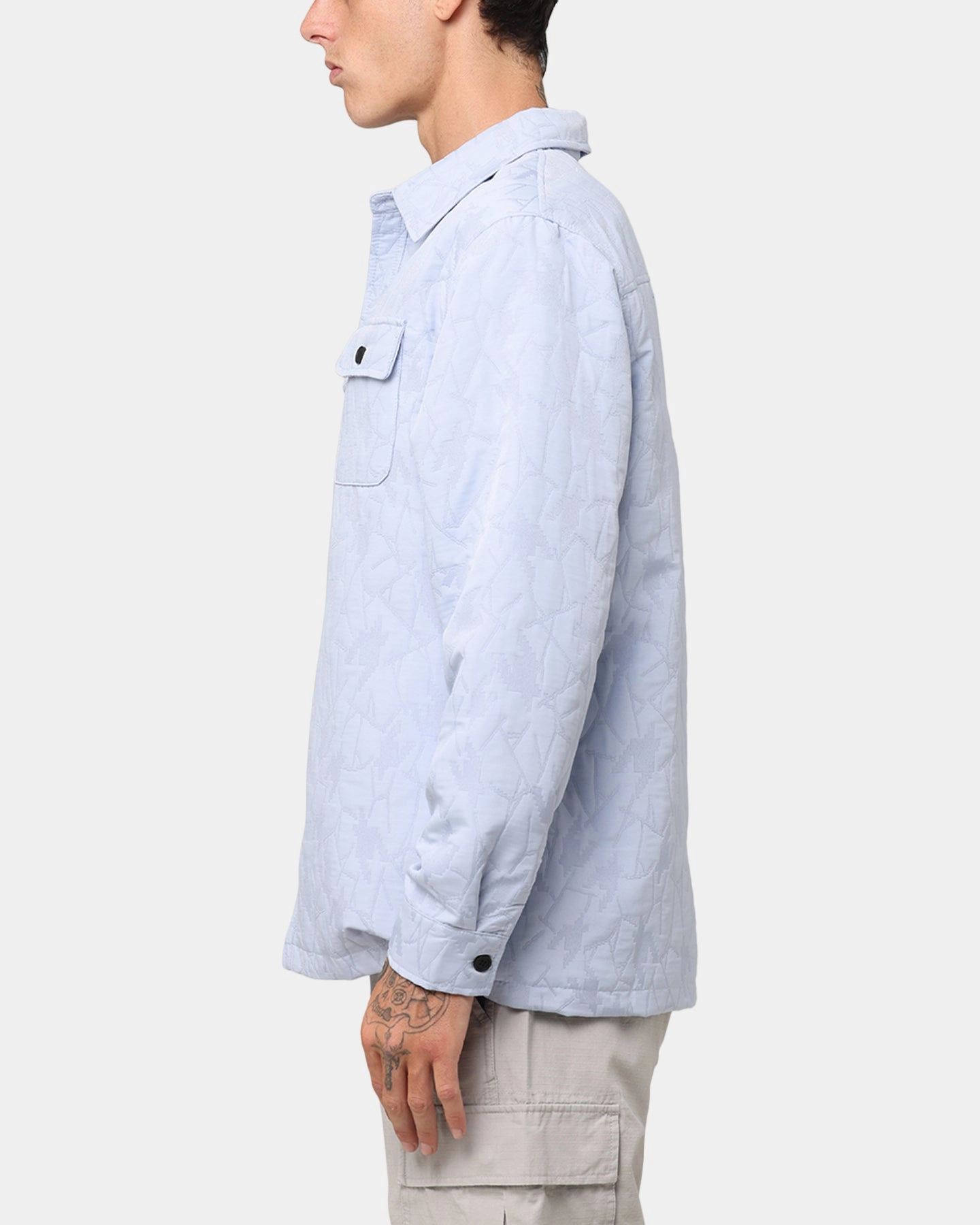 Neutral Toned Stitching XXIII Nebula Textured Overshirt Blue