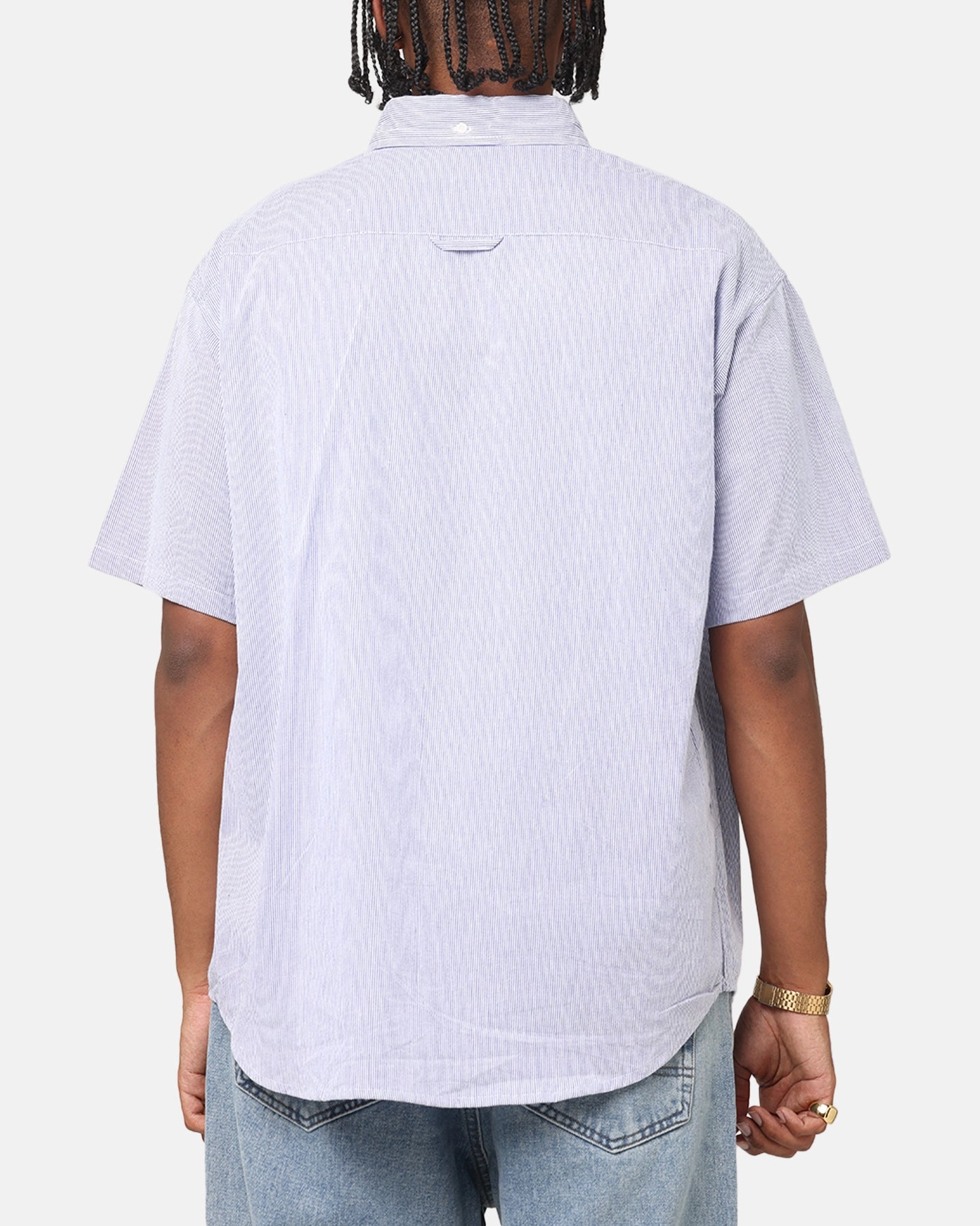 Weekend Vibes S Double Classic Oxford Button Up Shirt Navy Stripe