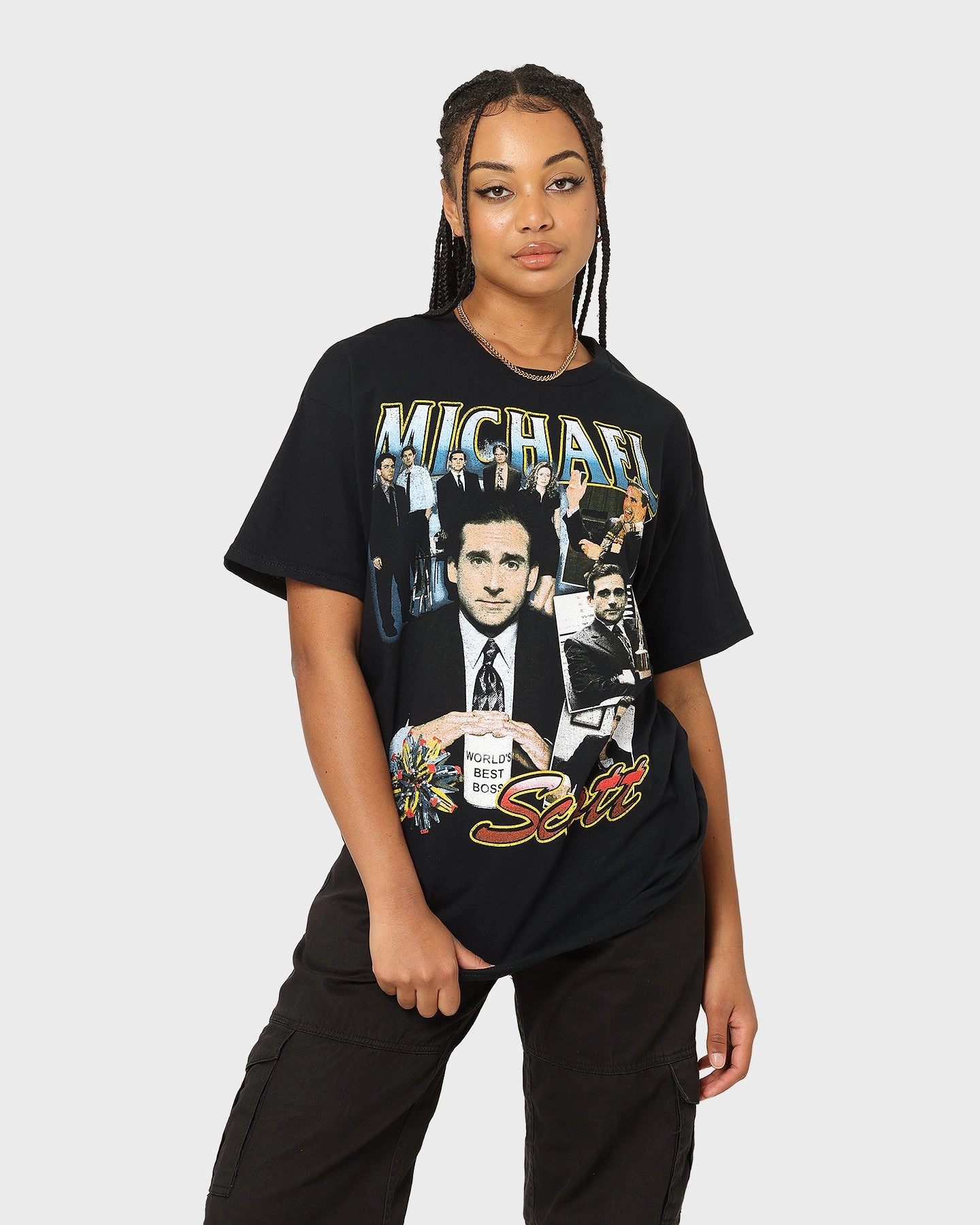 Smart Layering American Thrift X The Office Michael Scott Vintage T-Shirt Black