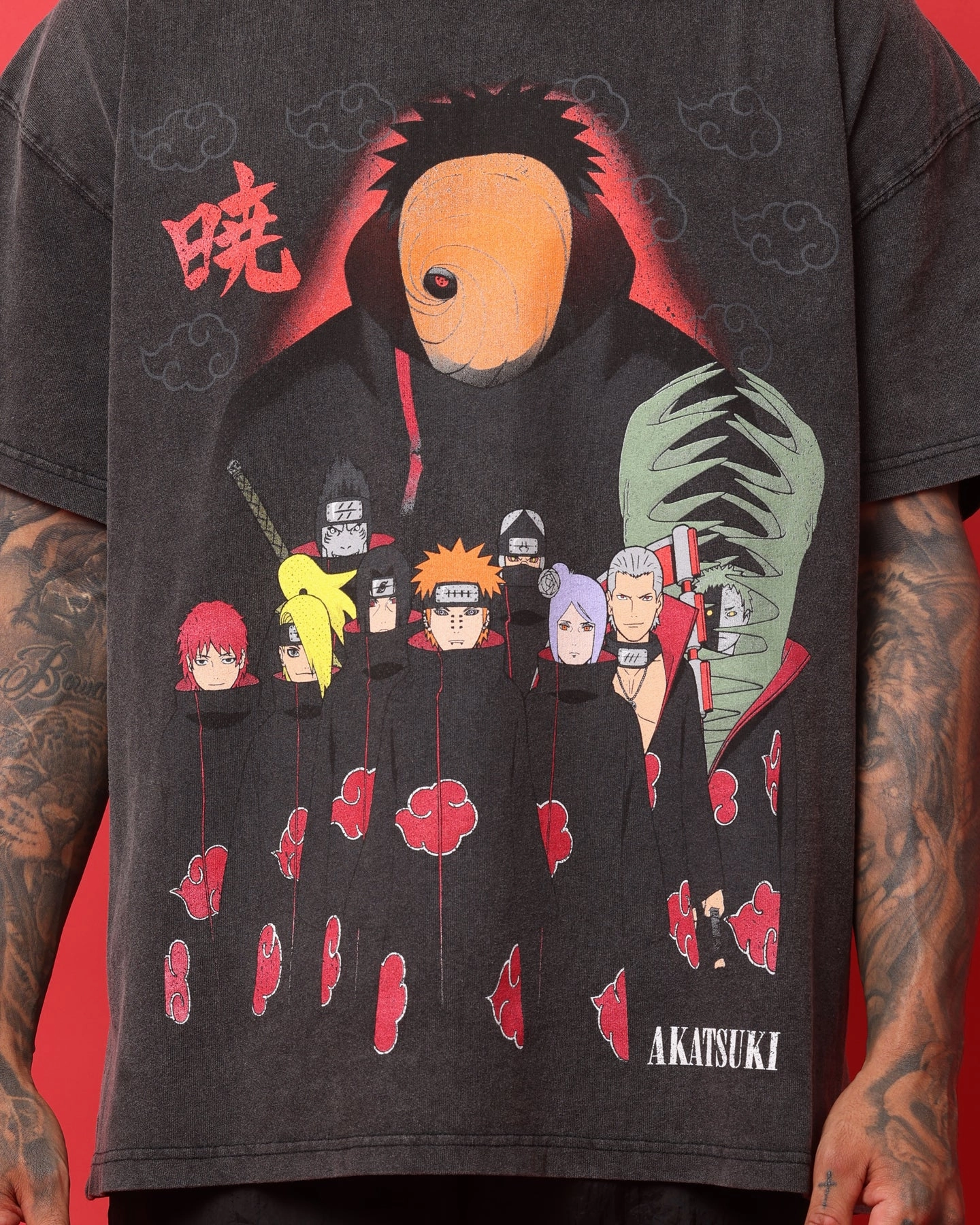 Skinny Fit Goat Crew X Naruto Akatsuki Organic Heavyweight Vintage T-Shirt Vintage Black