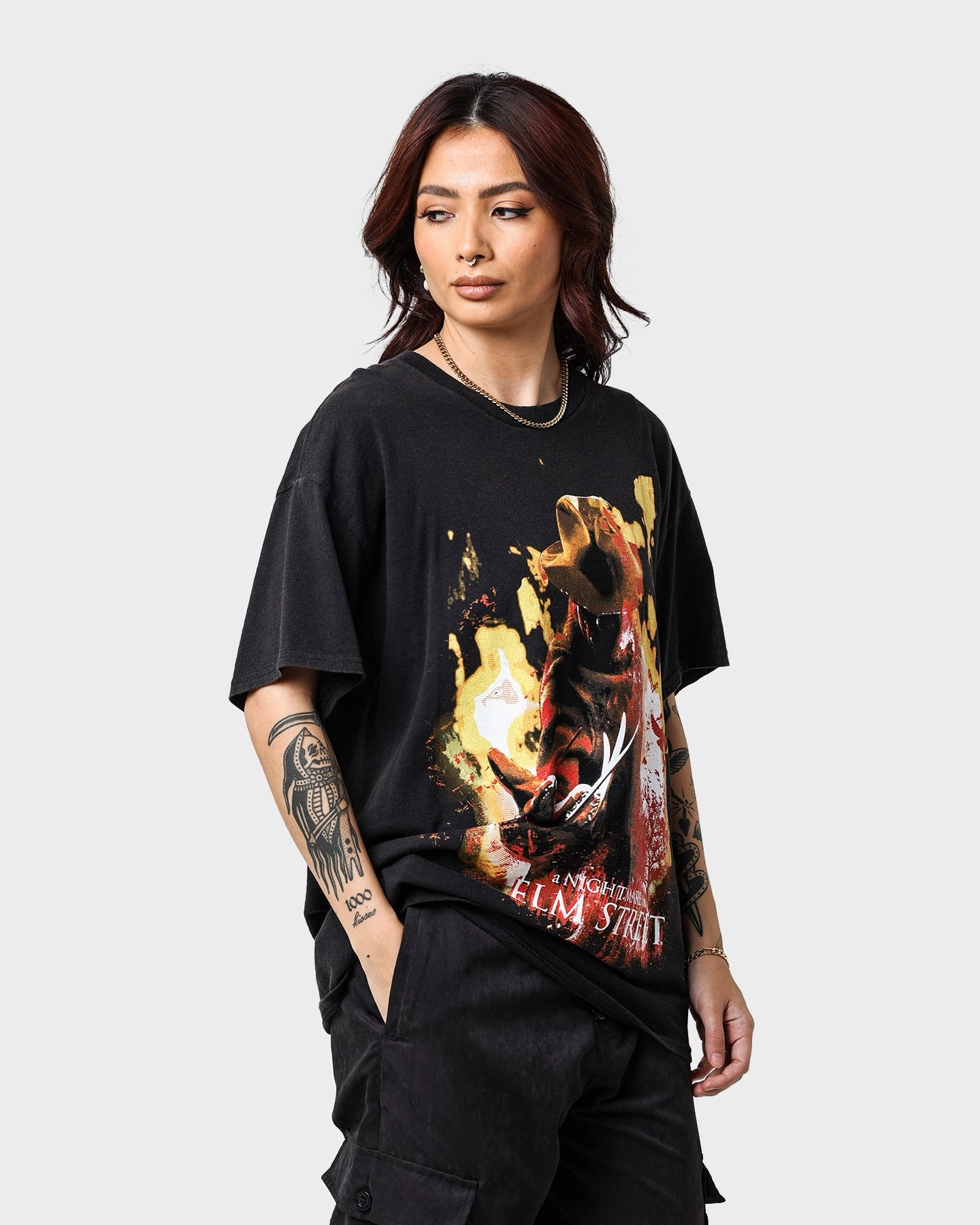American Thrift X A Nightmare on Elm Street Never Sleep Vintage T-Shirt Vintage Black Relaxed fit style