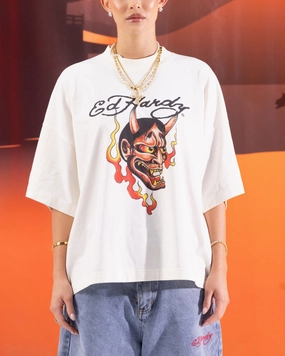 Ed Hardy Devil T-Shirt Off White Indoor clothing Athletic Wear