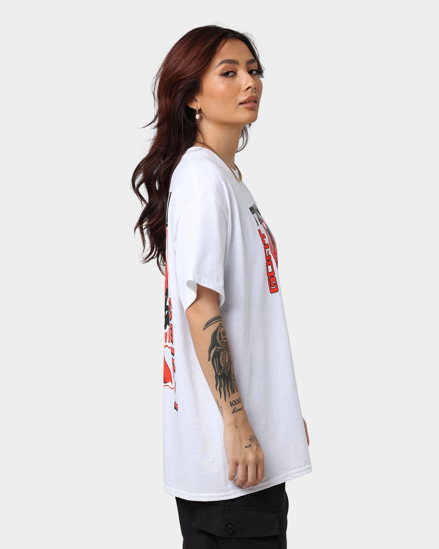 Goat Crew Never Say Never T-Shirt White Spandex Enhanced Elasticity