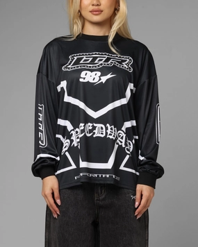 Spring Wear Low Profile Silhouette Loiter Thrill Racing Long Sleeve T-Shirt Black