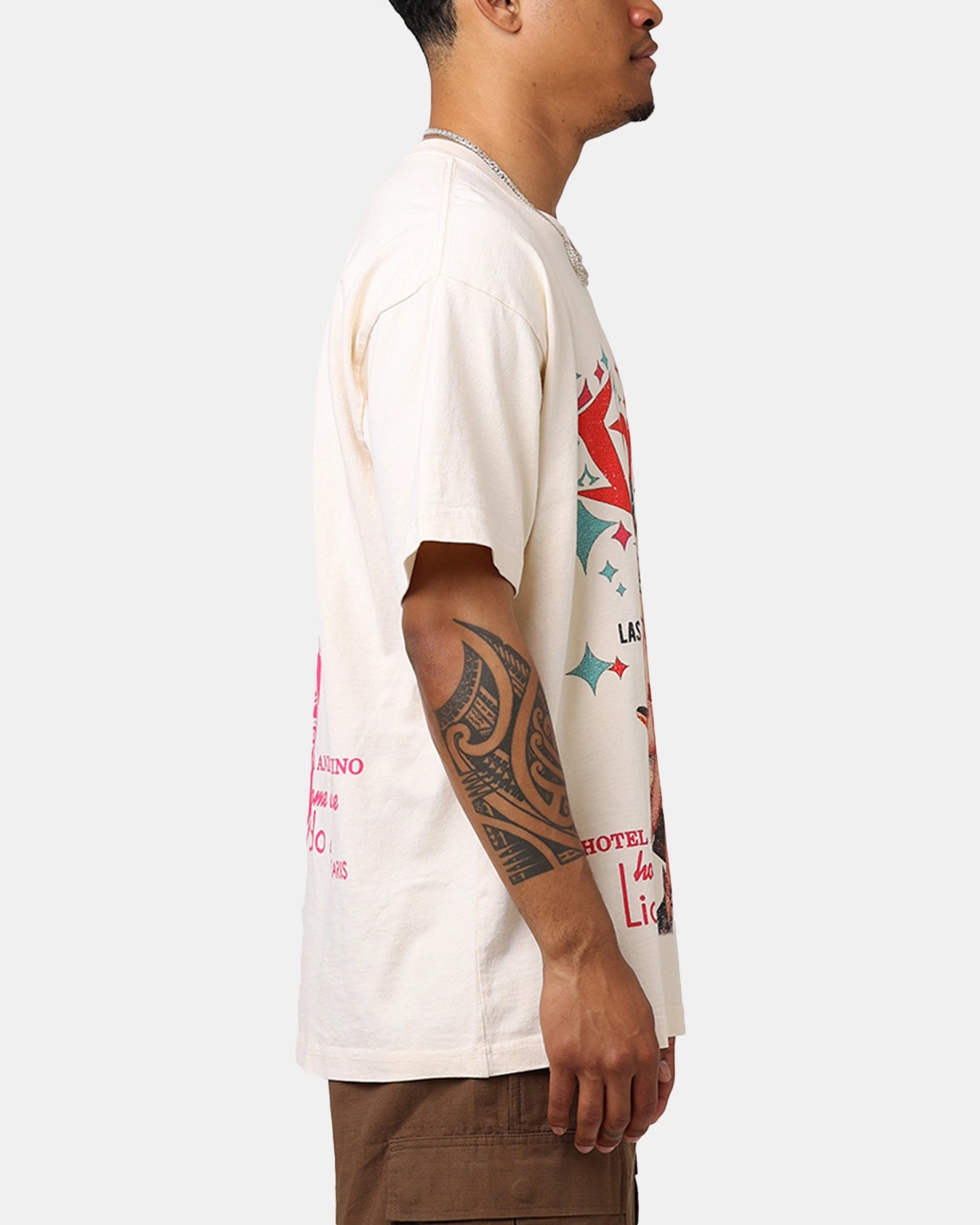 Slim Fit Cut City Casual American Thrift Stardust Casino Vintage T-Shirt White