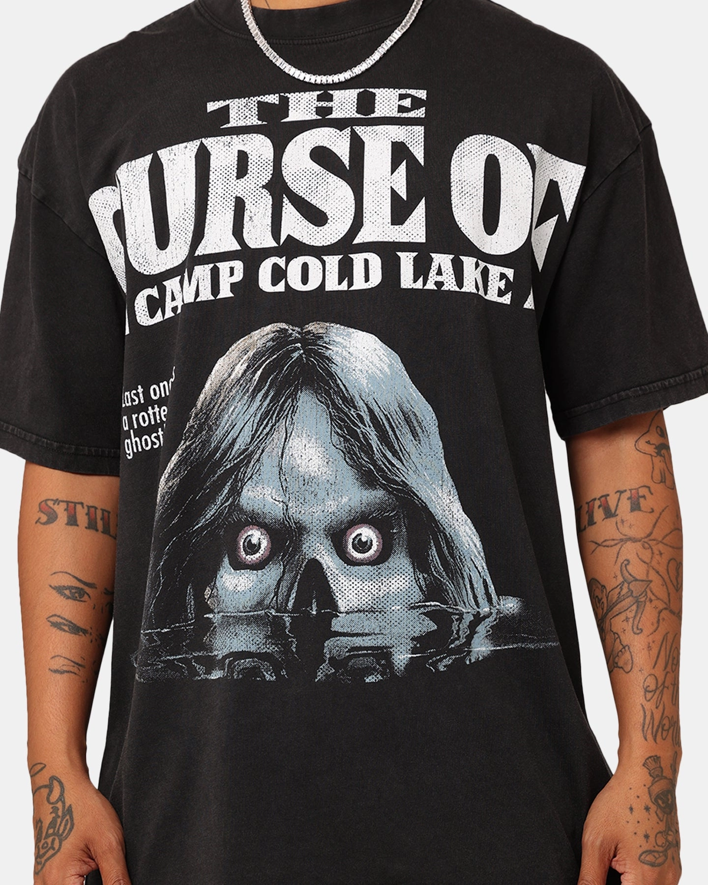 American Thrift X Goosebumps Cold Lake Vintage T-Shirt Black Wash Light Fit Wear