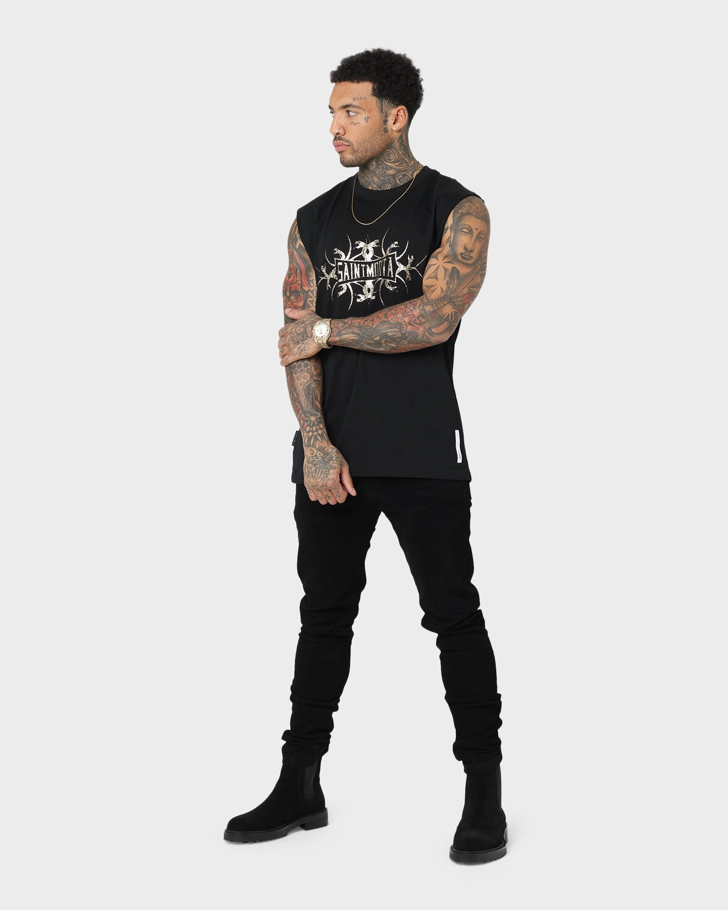 Daily Casual Saint Morta Venom Oversized Muscle T-Shirt Black/Gold