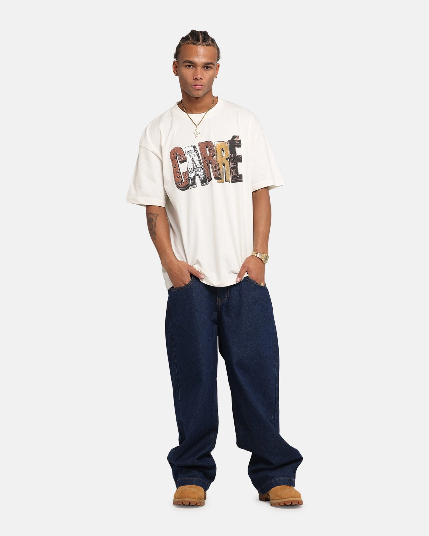 Carre Chocolate T-Shirt Off White Good stretch
