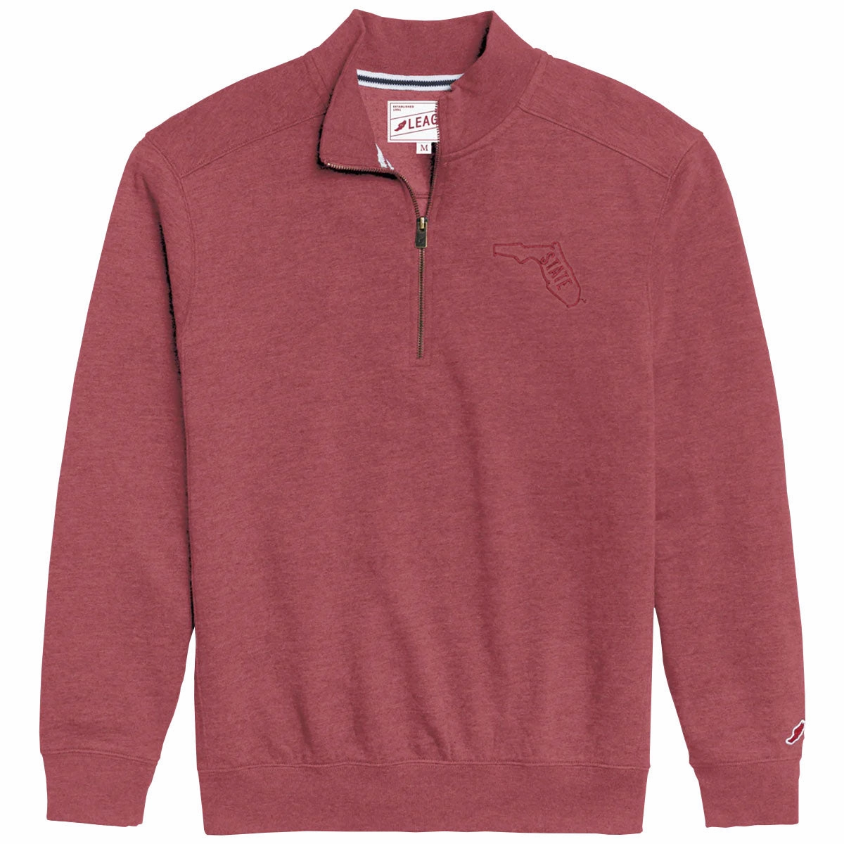 Everyday Basic SoftTouch Collar Lining League Men's Vault State of Florida Tri-blend 1/4 Zip Fleece - Vintage Light Maroon