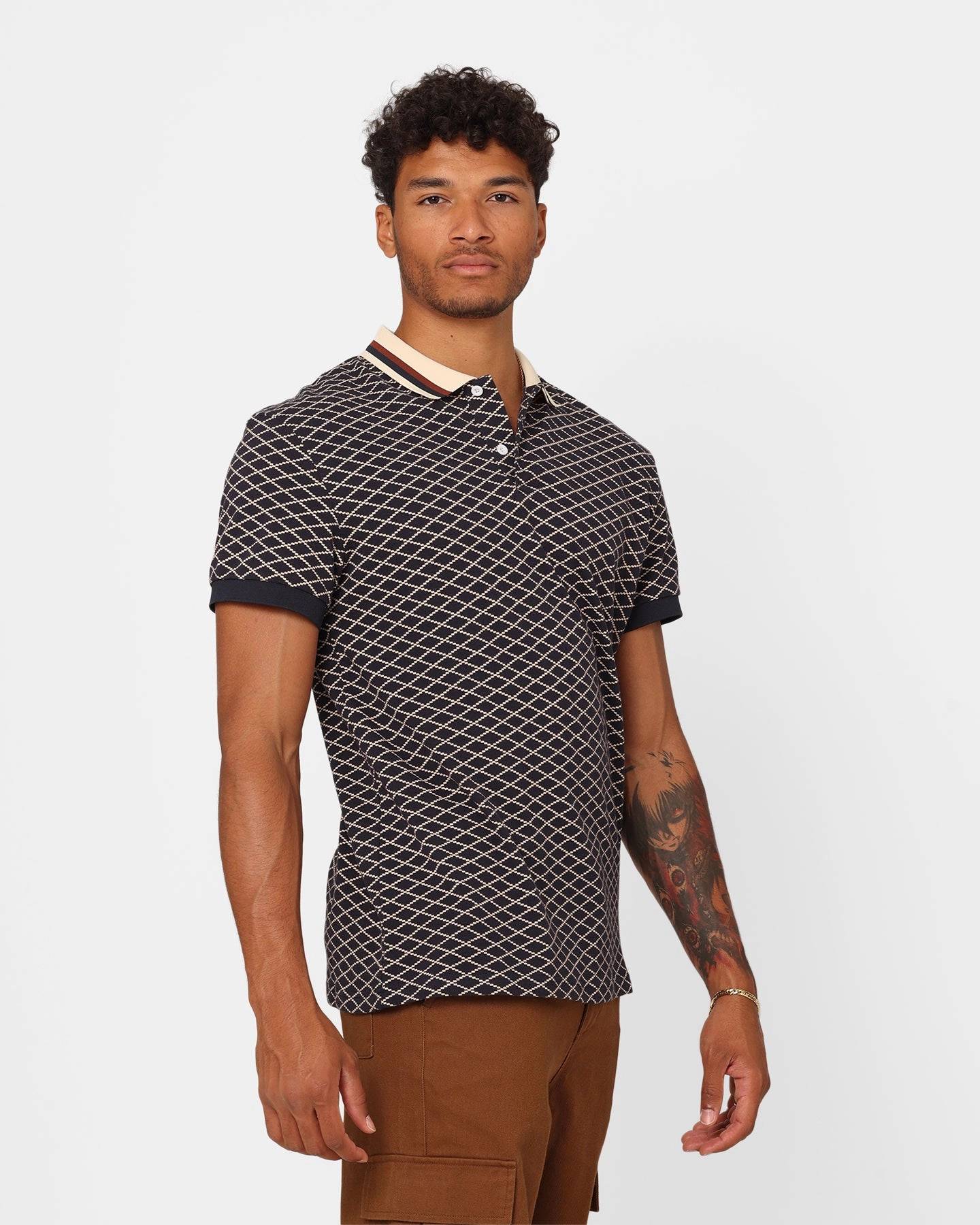 XXIII Printed Polo Shirt Navy AntiFade Technology Slim Tailored