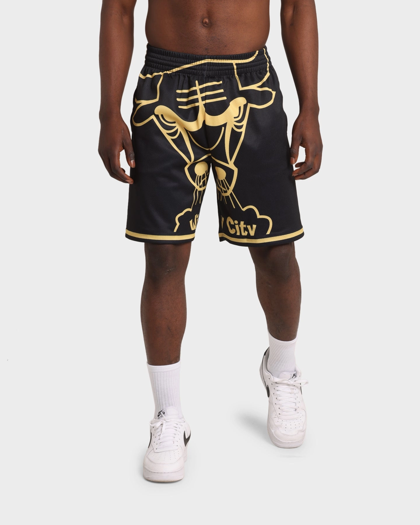 Stylish Design Mitchell & Ness Chicago Bulls Big Face Black Gold Shorts Black/Gold