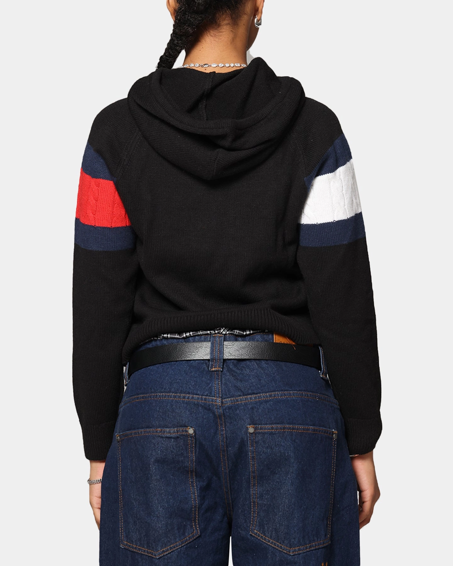 Tommy Jeans Women's TJW Center Flag Hoodie Sweater Black Travel Functional Wear Secure Closure System