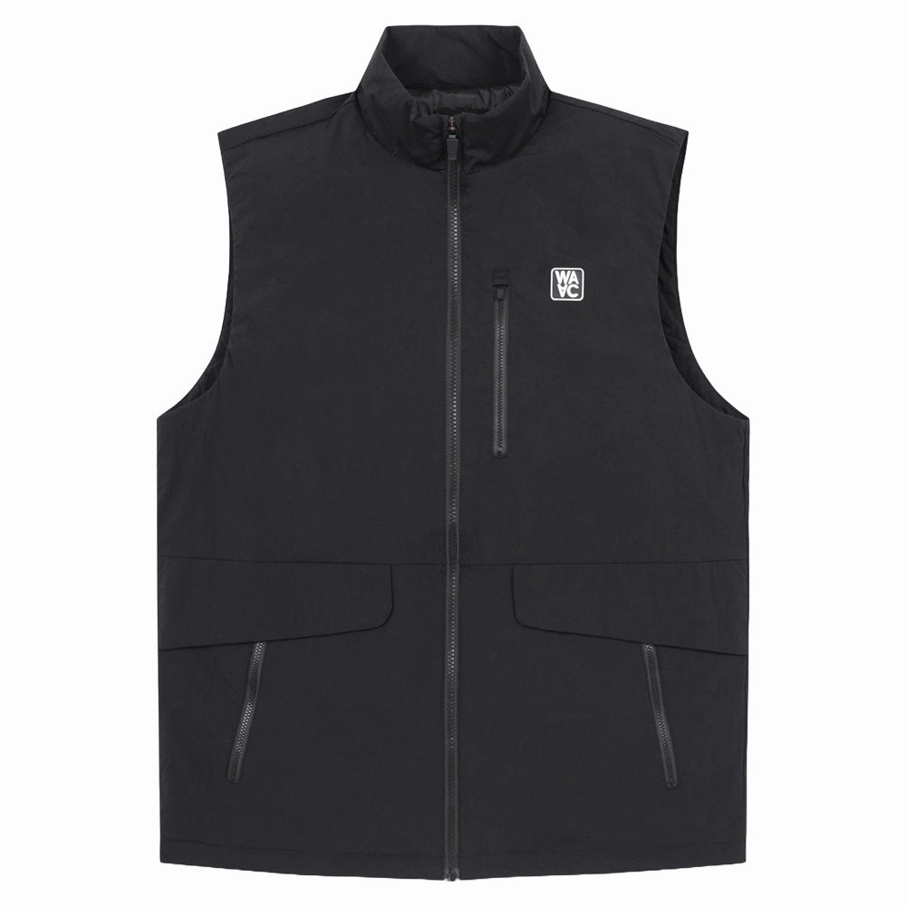 WAAC Thin Padding Golf Vest Black - FW24 Men original Noise Reduciting Fabric