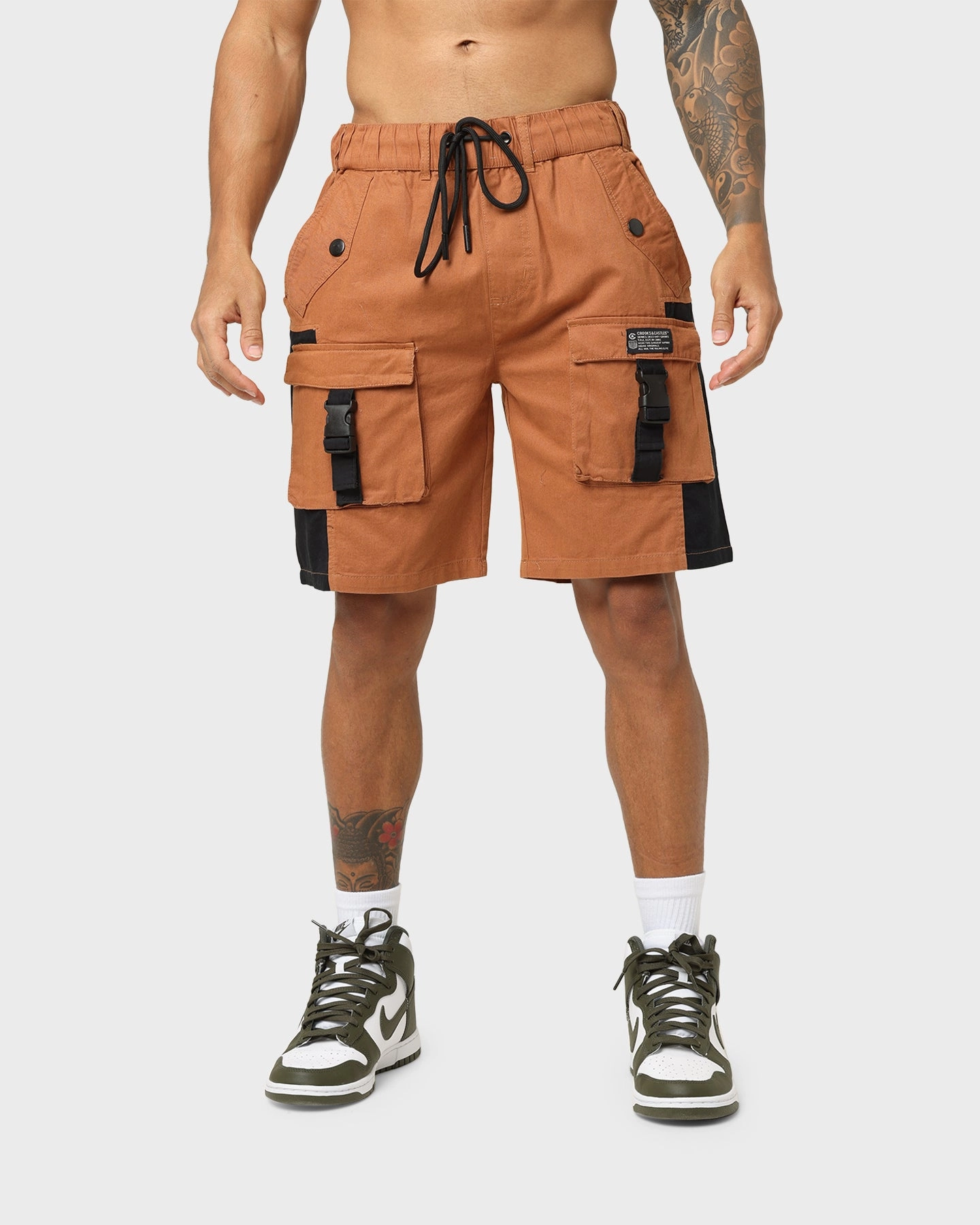 Crooks & Castles Washed Twill Shorts Tan Anti Static Technology