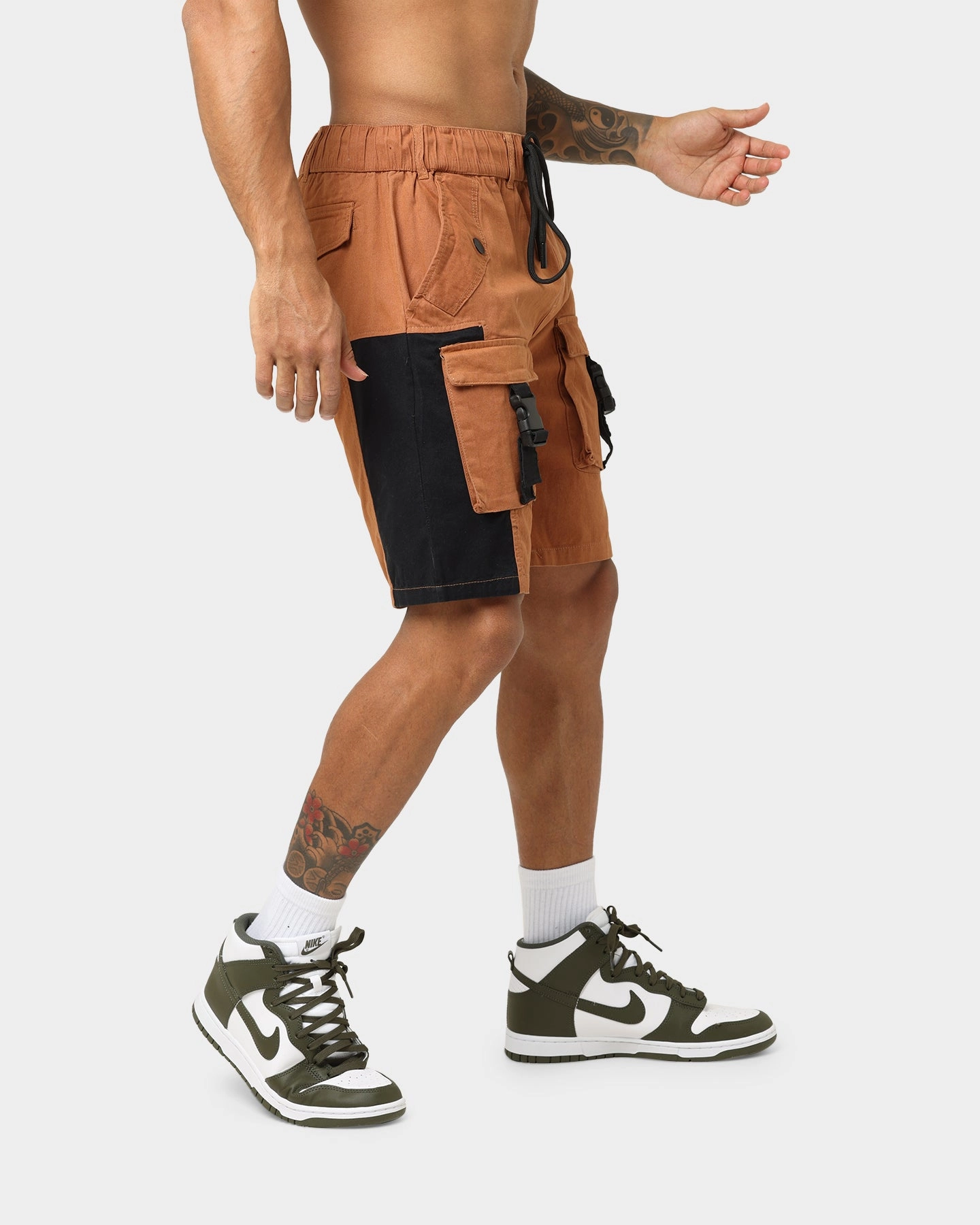 Crooks & Castles Washed Twill Shorts Tan anti slip grip