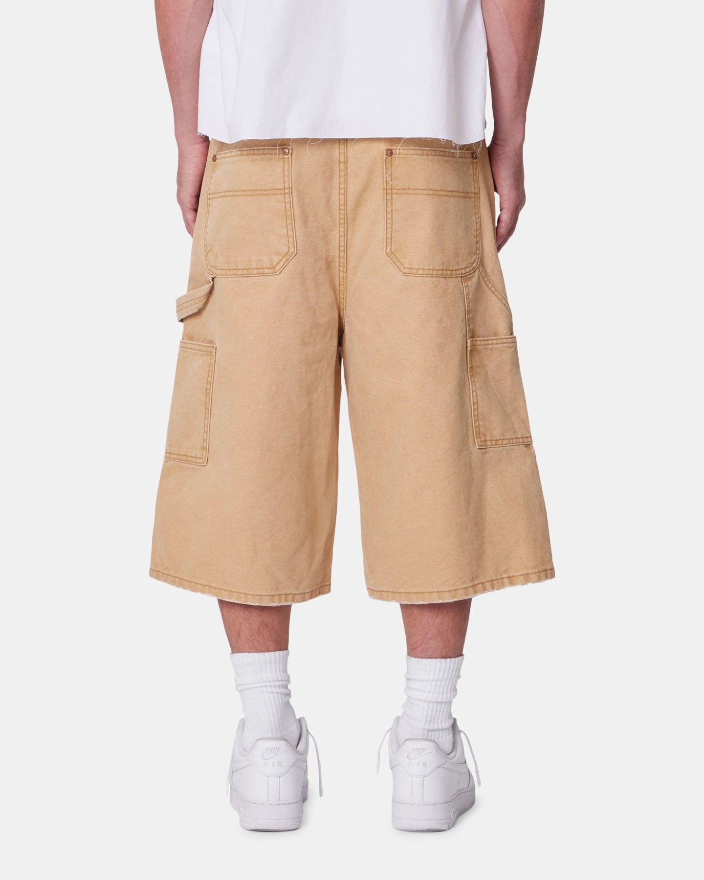 Minimal Finish MNML Ultra Baggy Carpenter Shorts Washed Tan