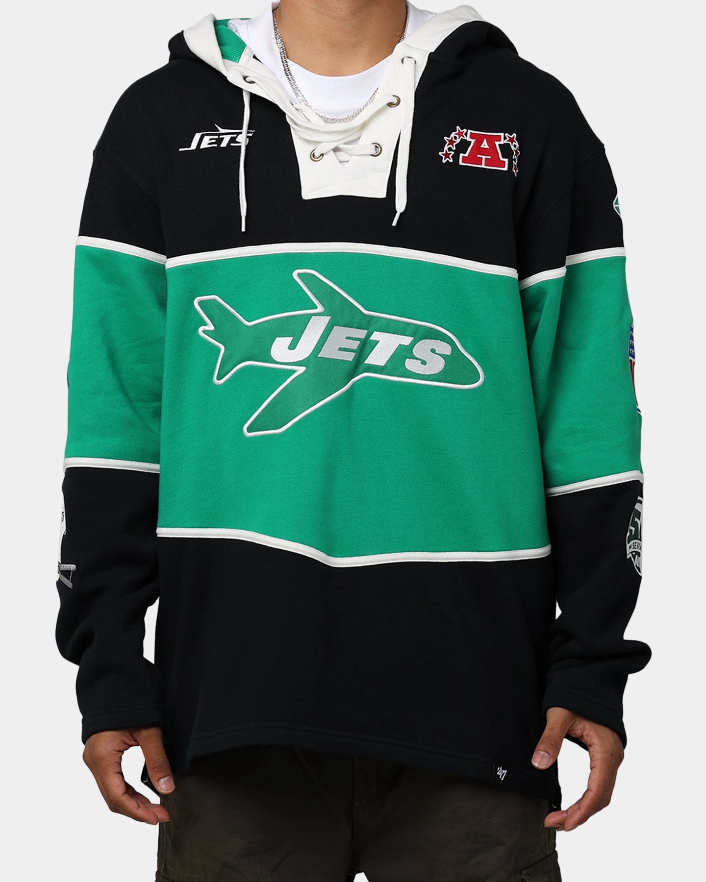Trilby 47 Brand New York Jets Super Bowl Gridiron Lacer Hoodie Jet Black