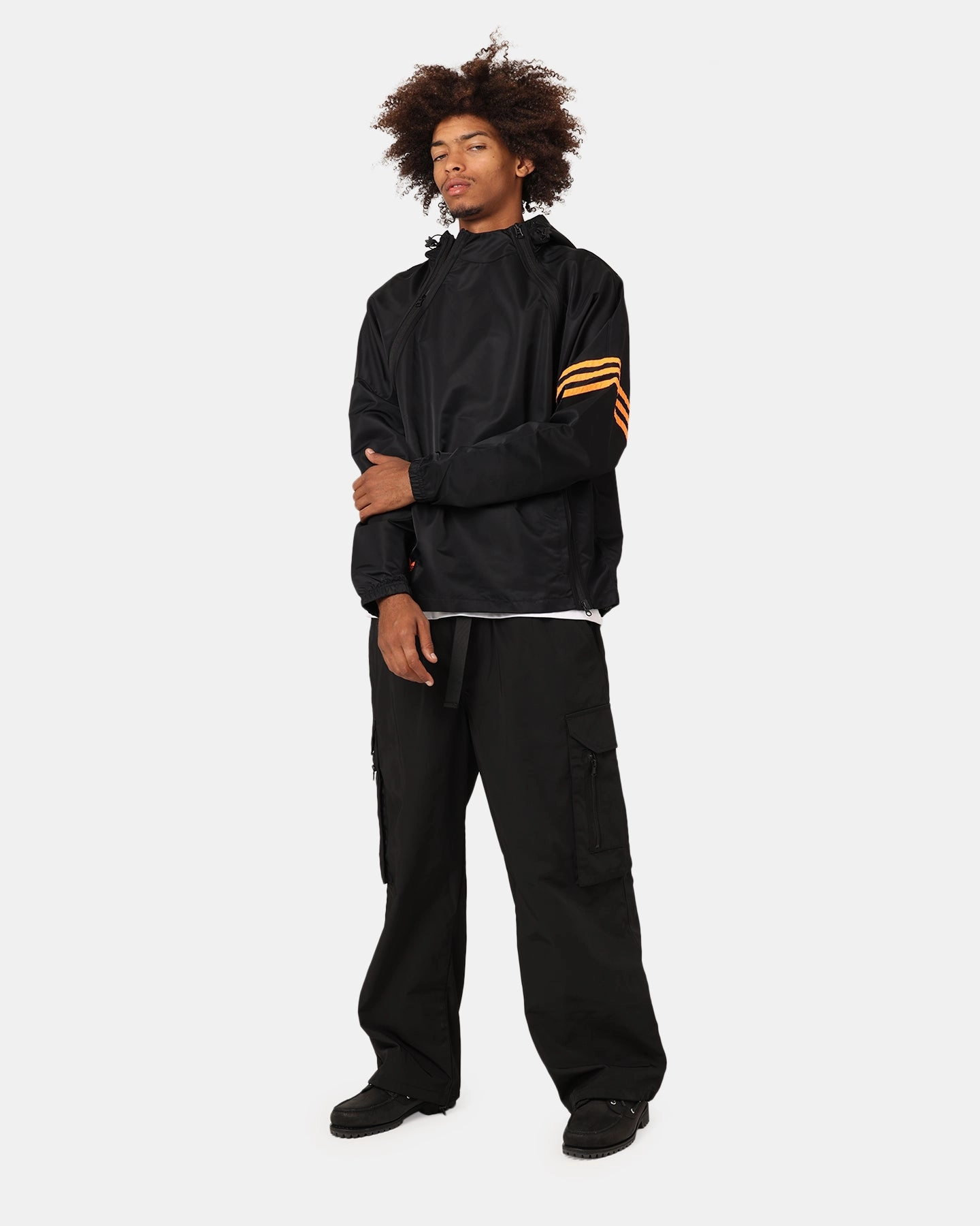 Double Layer Design WindproofConstruction Adidas Neuclassics  Dual Zip Windbreaker Black/Semi Impact Orange