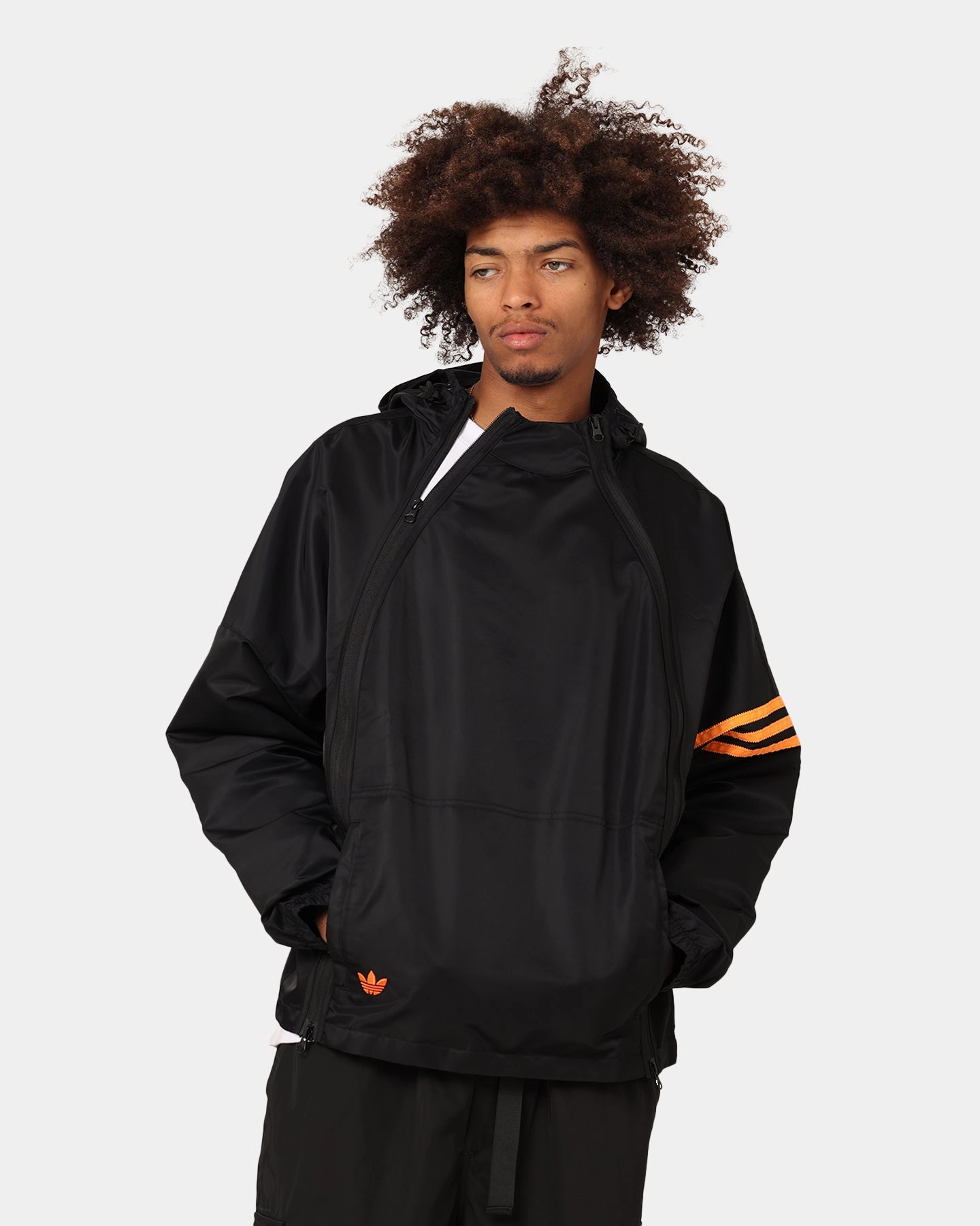 Adidas Neuclassics  Dual Zip Windbreaker Black/Semi Impact Orange clean design