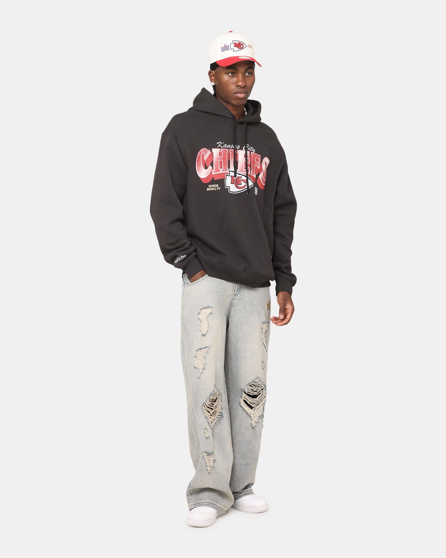 Mitchell & Ness Kansas City Chiefs Arch Hoodie Faded Black Shock Absorbing