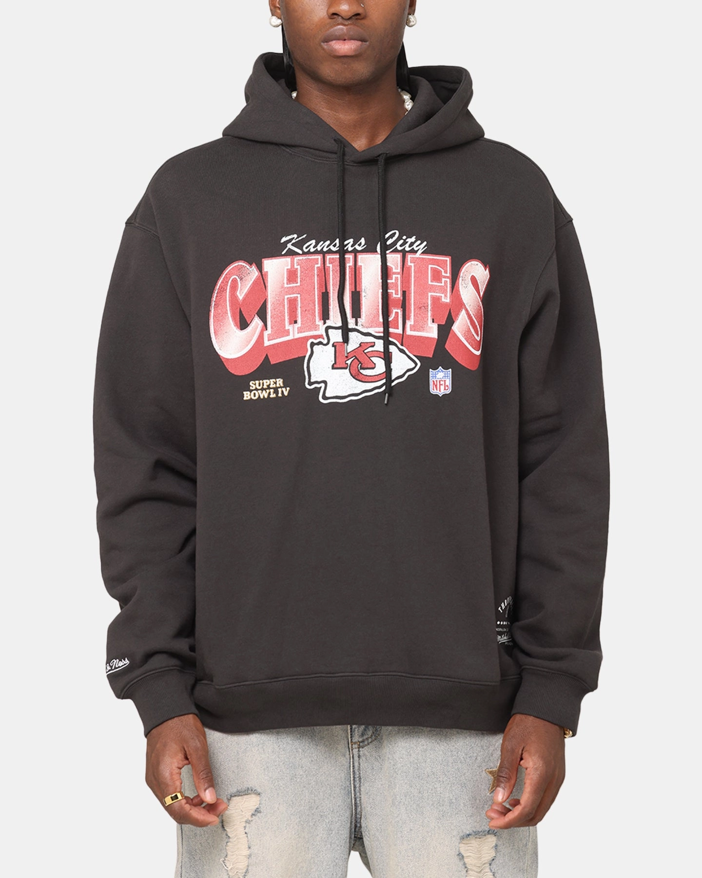Mitchell & Ness Kansas City Chiefs Arch Hoodie Faded Black Quick Recovery Fabric