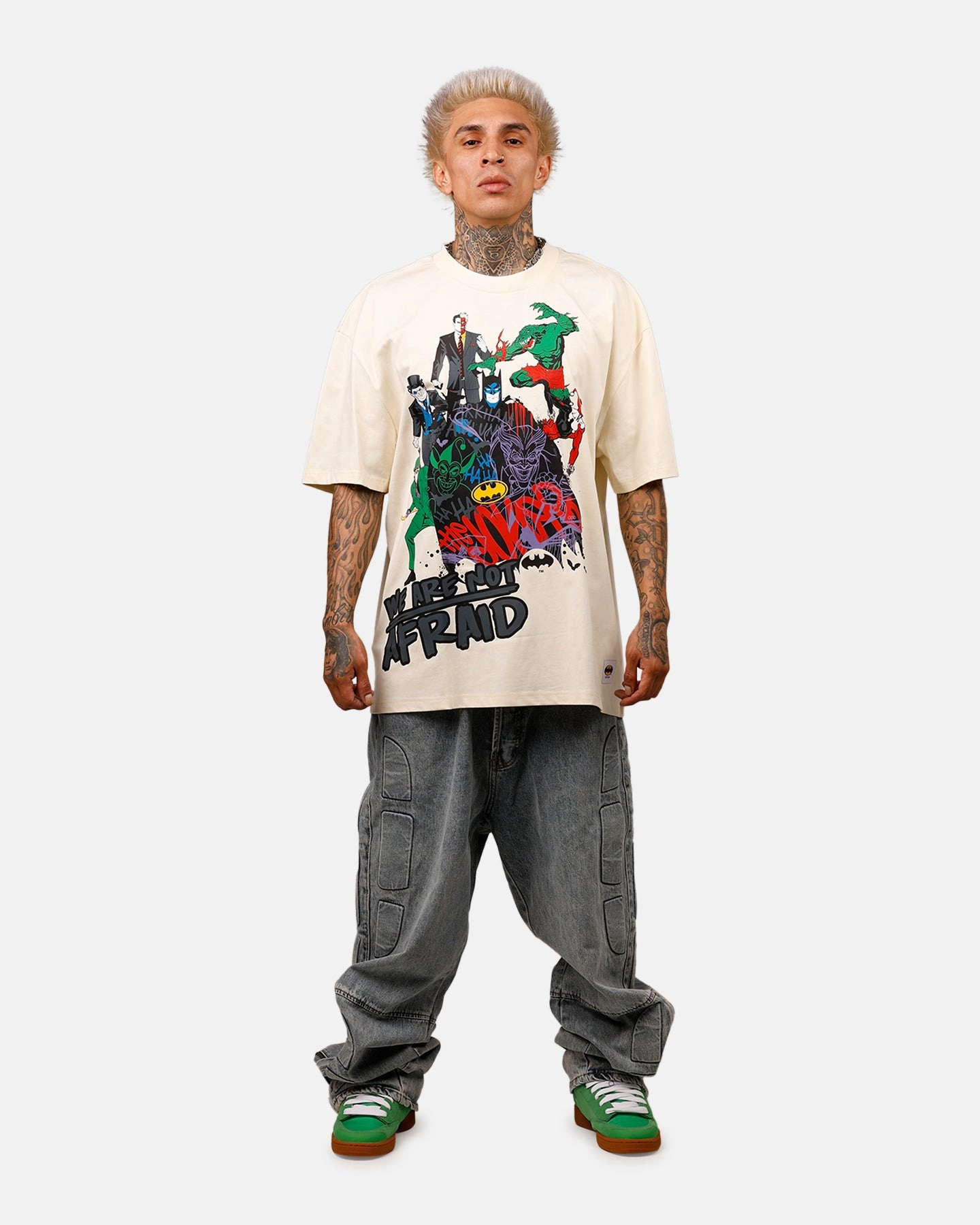 Casual All-Day Freeze Max DC Batman We Are Not Afraid 'Troublemakers' T-Shirt Eggshell