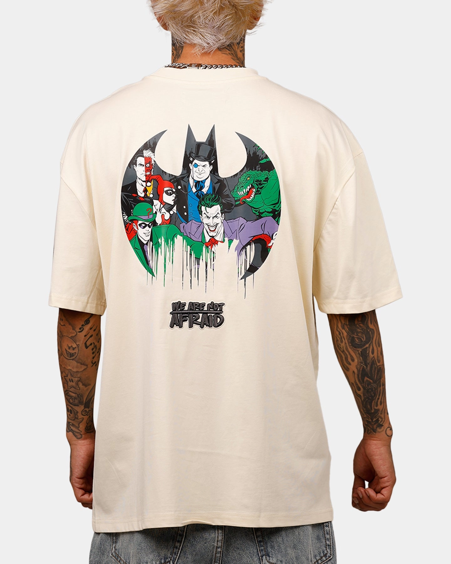 Trendy Basics Elderly Comfort Freeze Max DC Batman We Are Not Afraid 'Troublemakers' T-Shirt Eggshell
