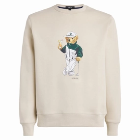 Ralph Lauren Classic Polo Bear Double-Knit Sweatshirt Golf Sweater Basic Sand - SP25 Men Cotton Twill Smooth Glide Fasteners