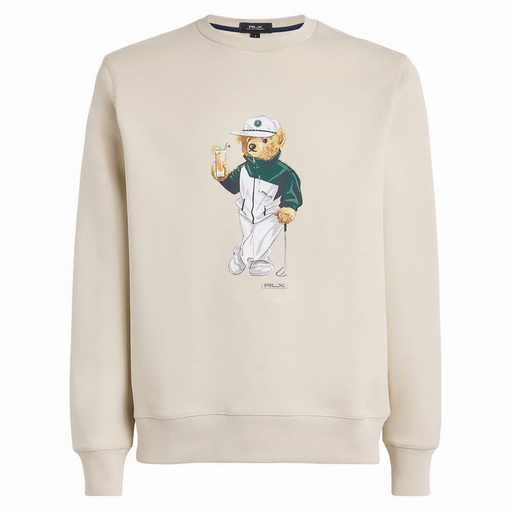 Ralph Lauren Classic Polo Bear Double-Knit Sweatshirt Golf Sweater Basic Sand - SP25 Men Cotton Twill Smooth Glide Fasteners