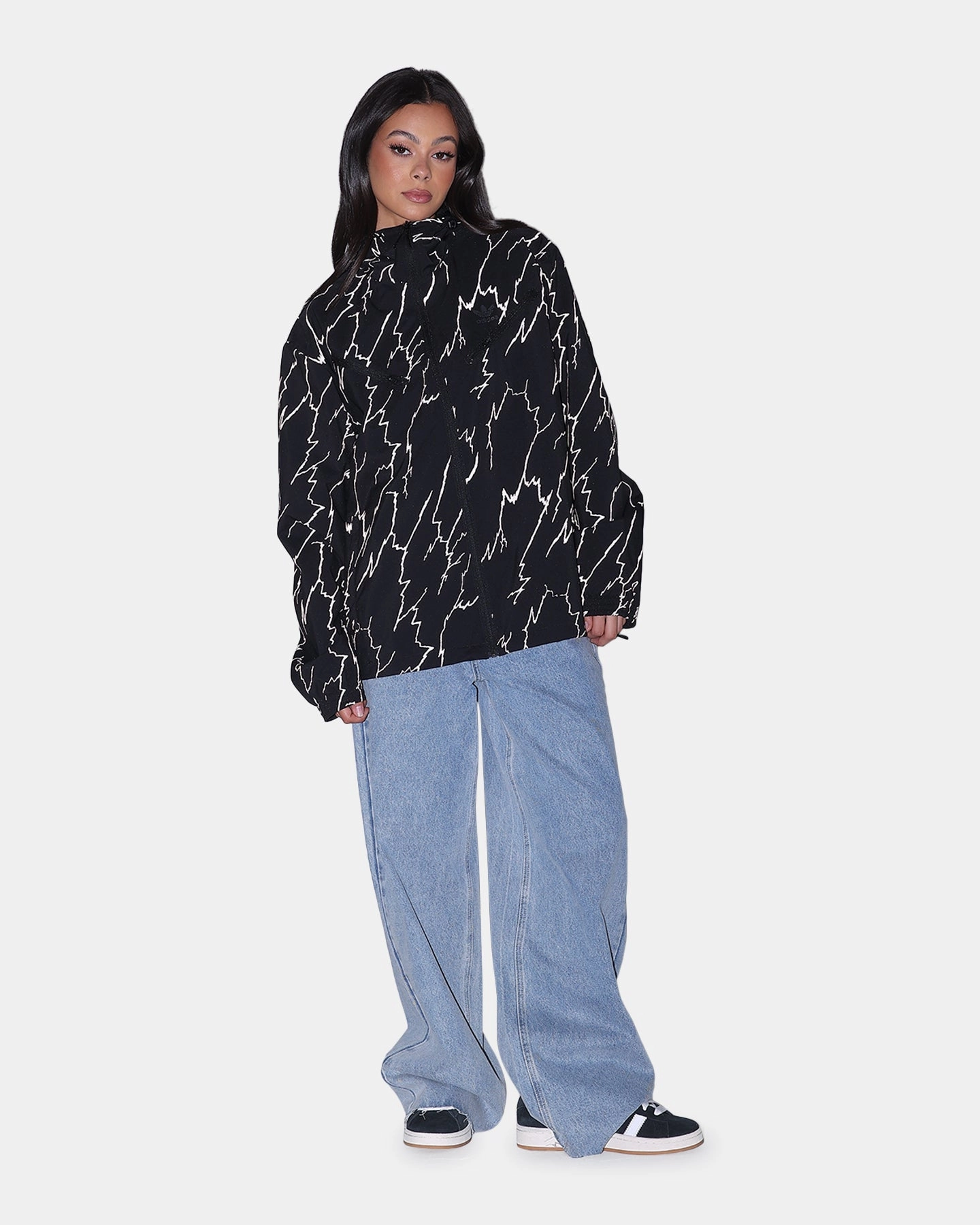 QuiltedPattern Adidas Lightening Windbreaker Jacket Black