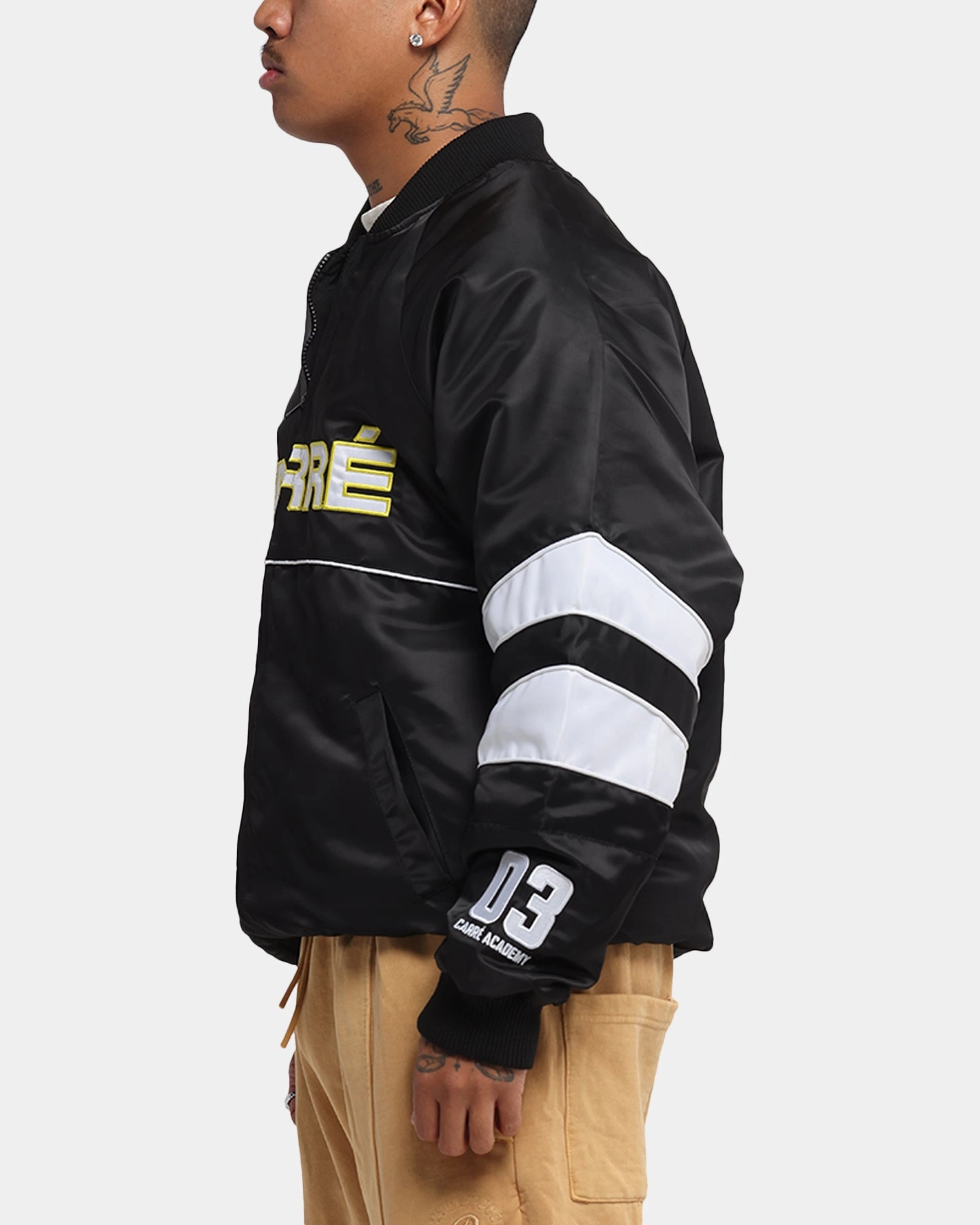 Carre Rally Panelled Bomber Jacket Black Cool Weather Layer