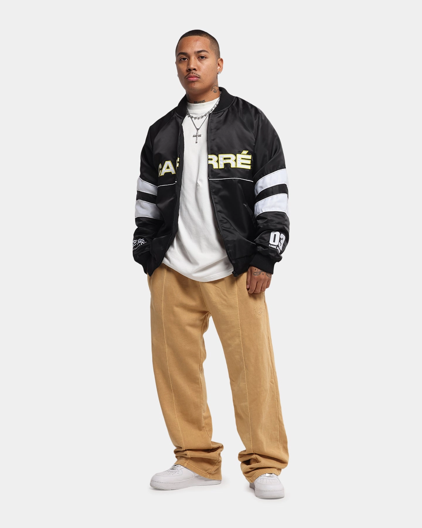 Carre Rally Panelled Bomber Jacket Black Perspective Weatherproof Zippers