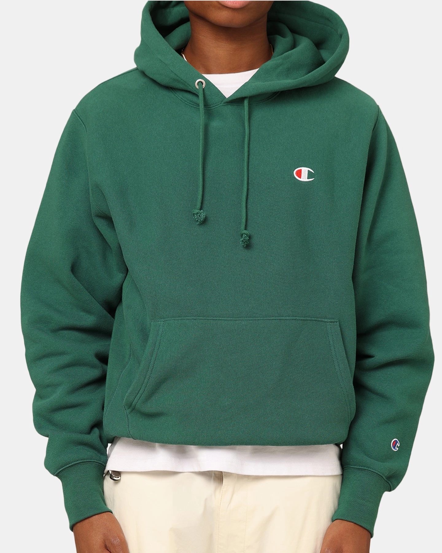Champion Reverse Weave Small C Hoodie Spruce Willis Compression Panels Minimize