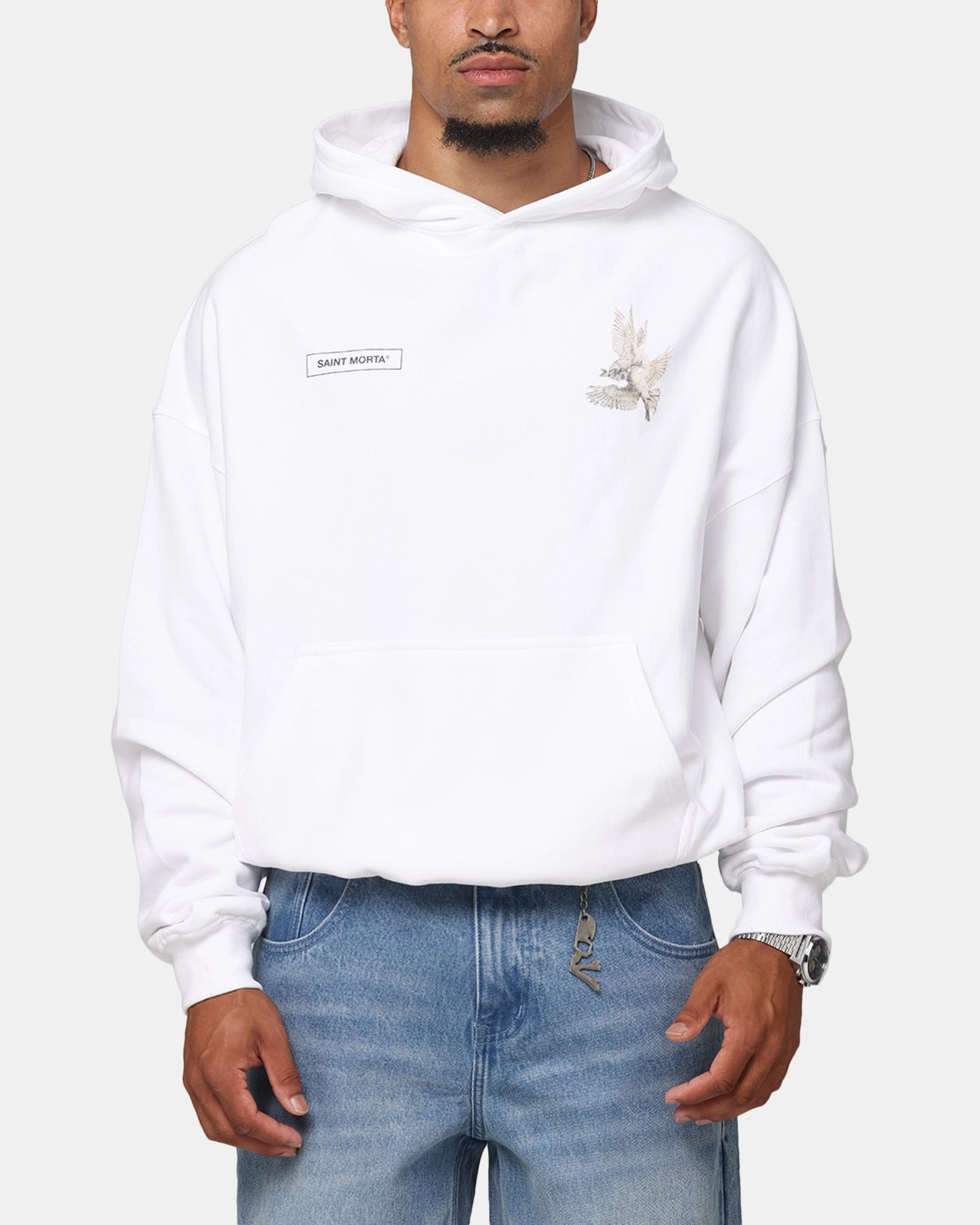 Saint Morta Doves Vintage Hoodie White humid Softshell Technology