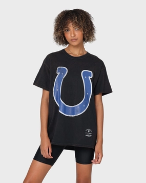 Mitchell & Ness Indianapolis Colts Oversized Logo Short Sleeve Vintage T-Shirt Vintage Black Holiday Comfort Style