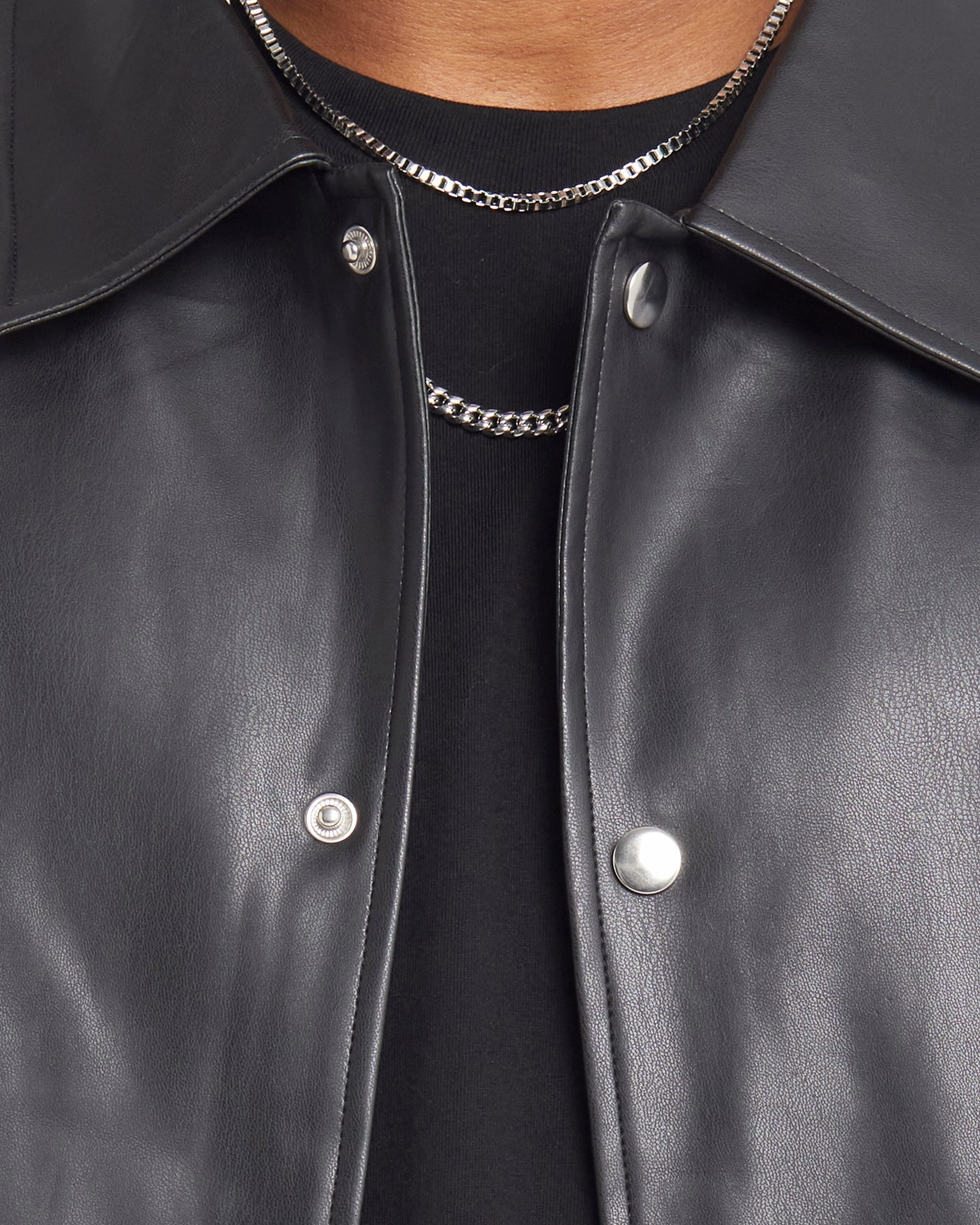 New Year's Secure Zip Pockets XXIII Levi PU Leather Jacket Black