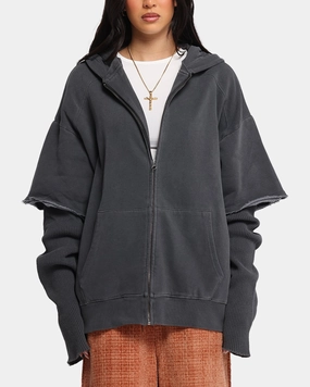 XXIII Hybrid Layered Hoodie Washed Black Fantasize
