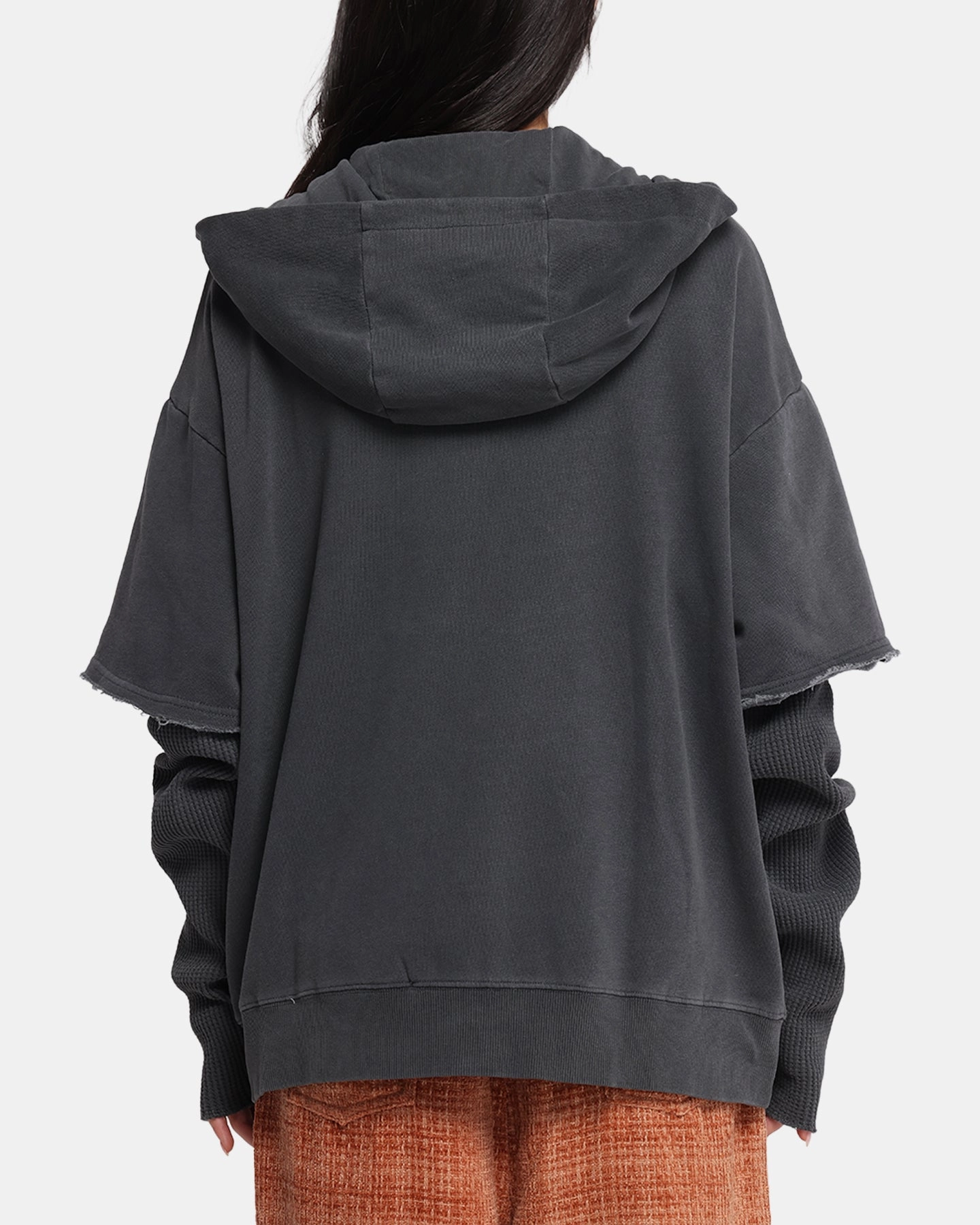 XXIII Hybrid Layered Hoodie Washed Black Mesh Backed Hood