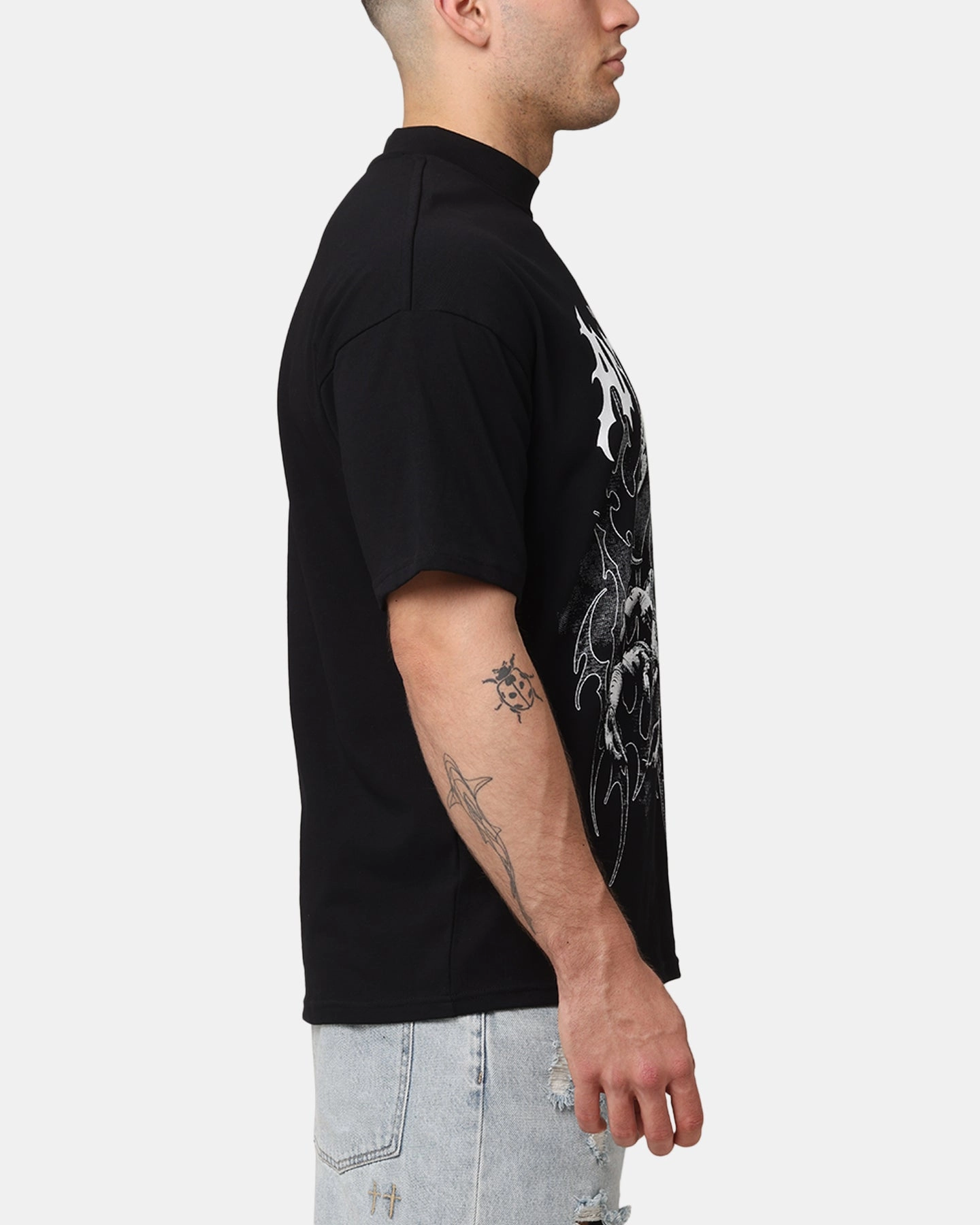 The Anti Order Invasion Mock Neck T-Shirt Black All-Season Comfort Wear Reinforced Shoulders