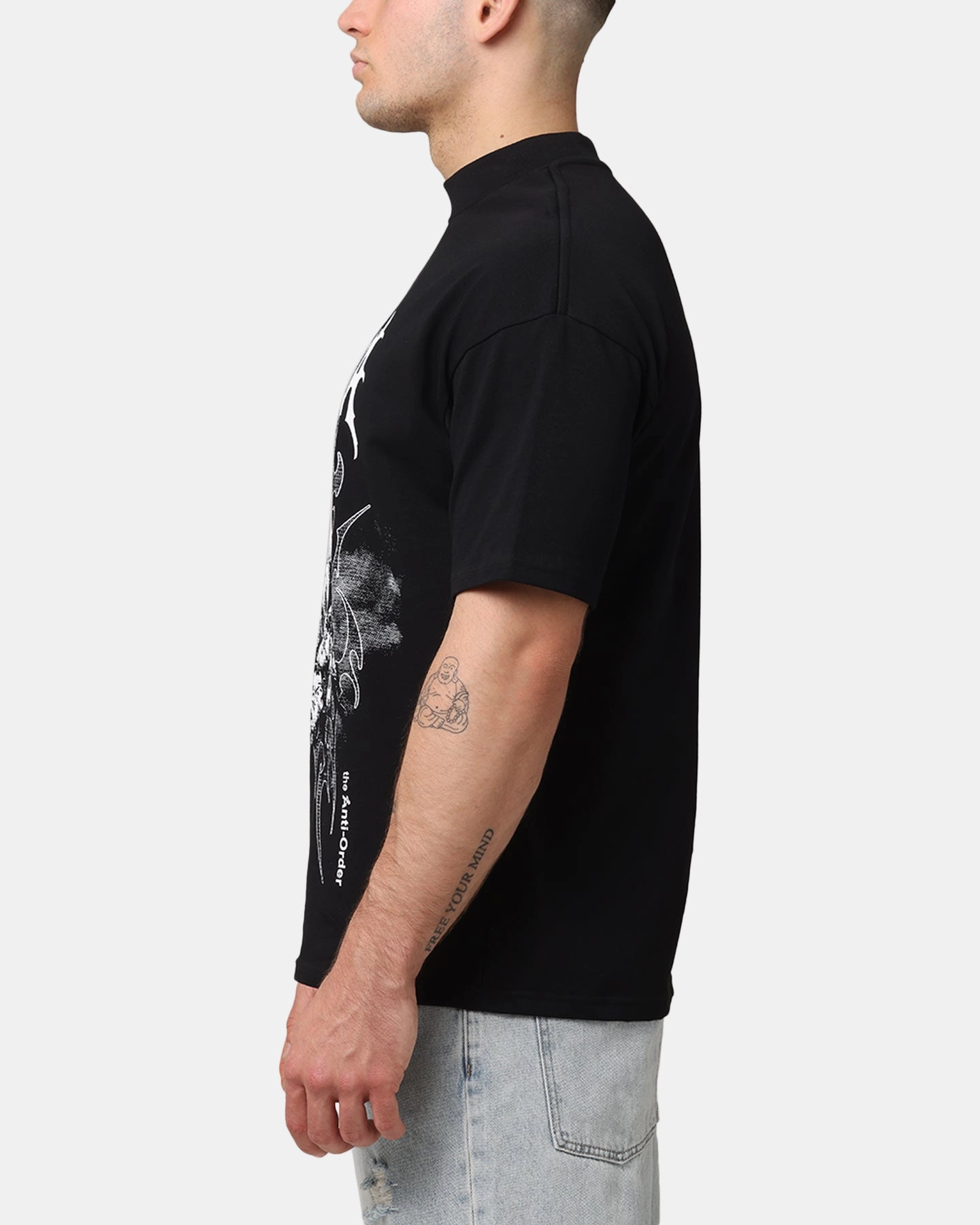 The Anti Order Invasion Mock Neck T-Shirt Black Unisex versatility Everyday apparel