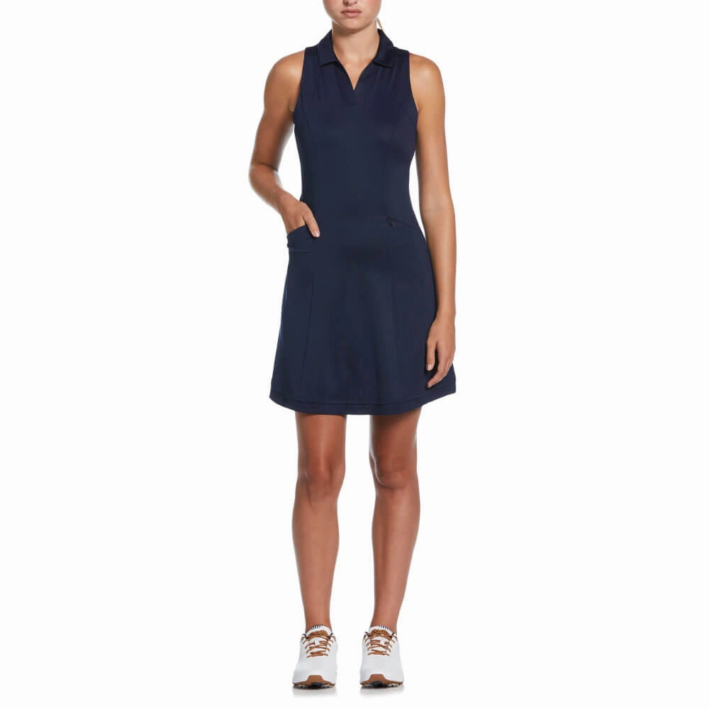 Date Nightwear Modern Form Callaway Sleeveless Flounce Golf Dress (with Mesh) Peacoat - SP25 Women